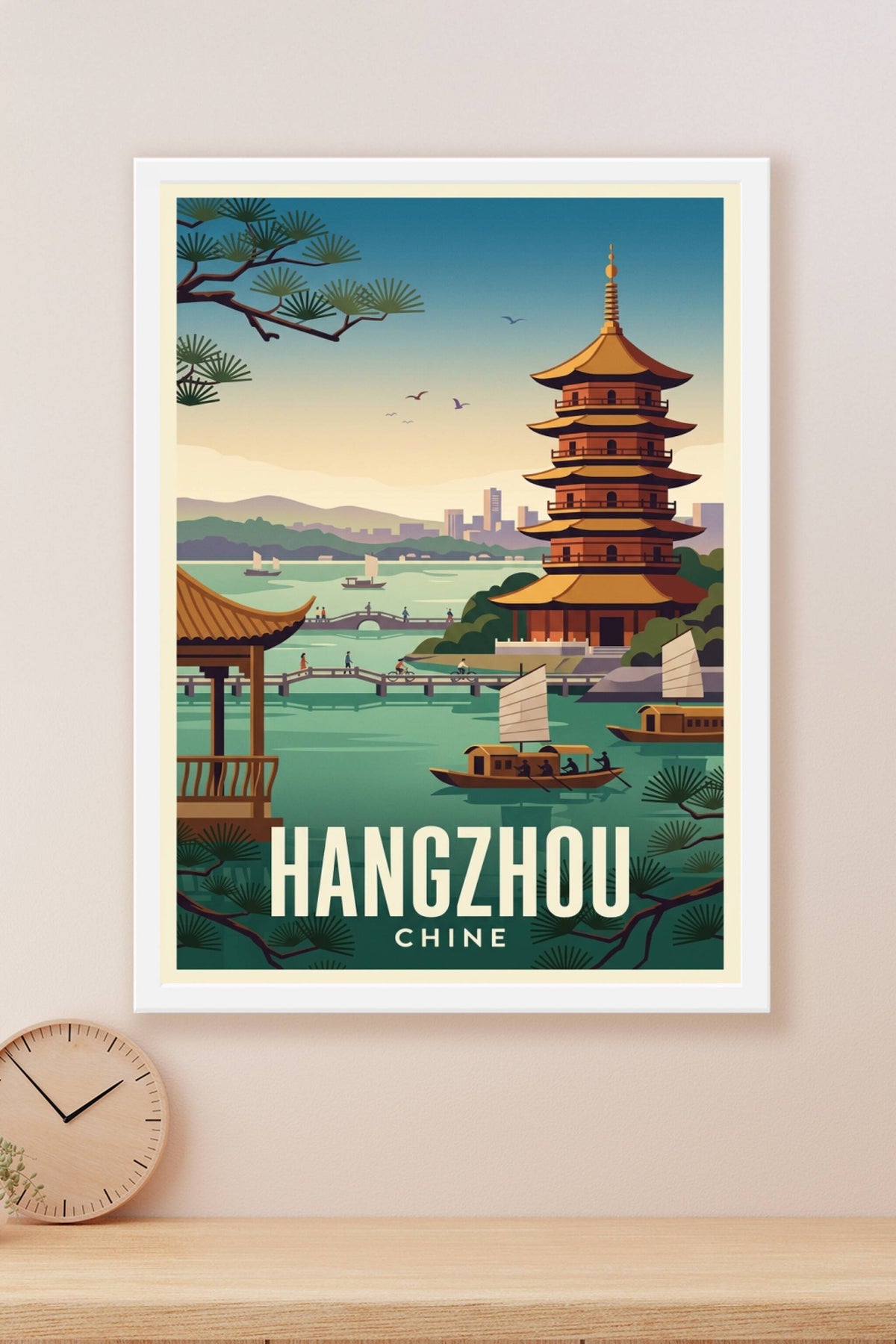Affiche de Hangzhou, poster paysage de Chine
