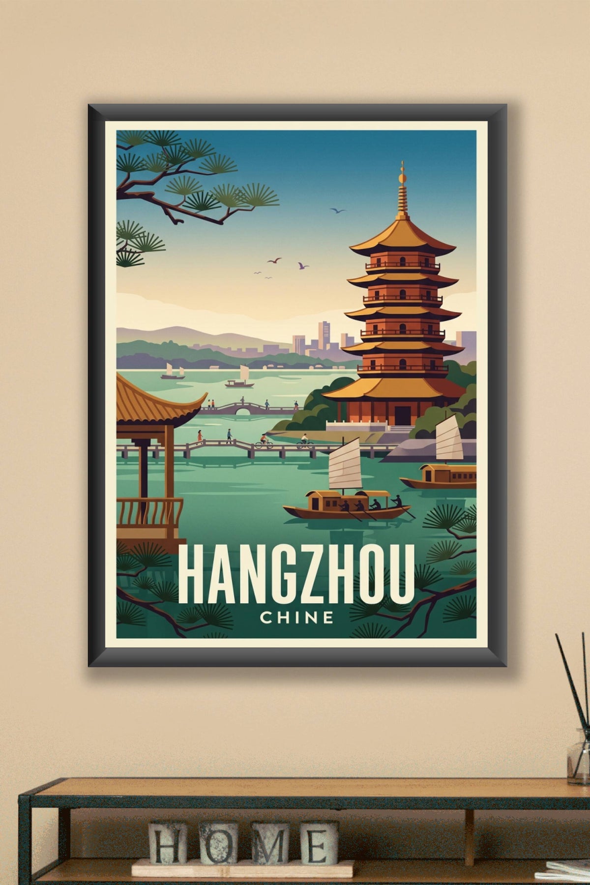 Affiche de Hangzhou, poster paysage de Chine