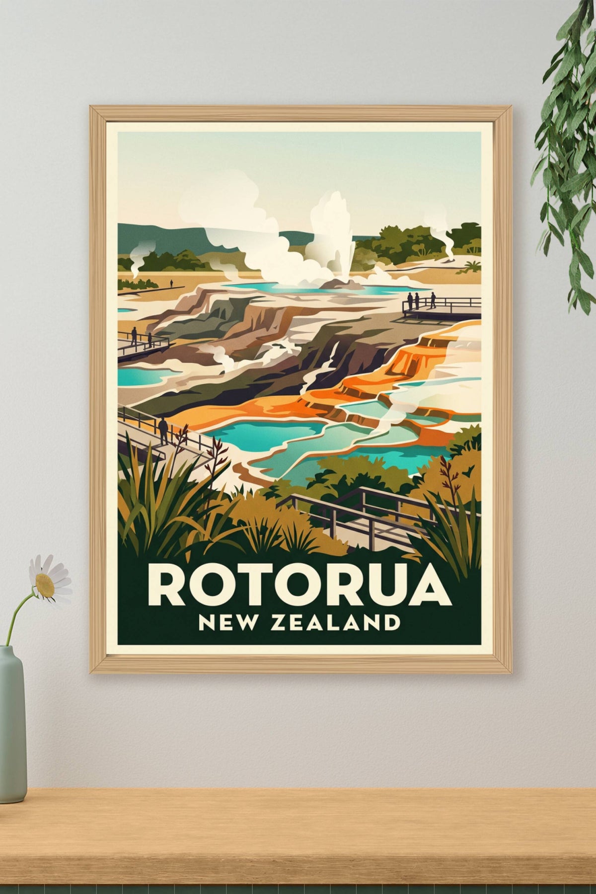 Affiche de Rotorua, poster geysers et sources