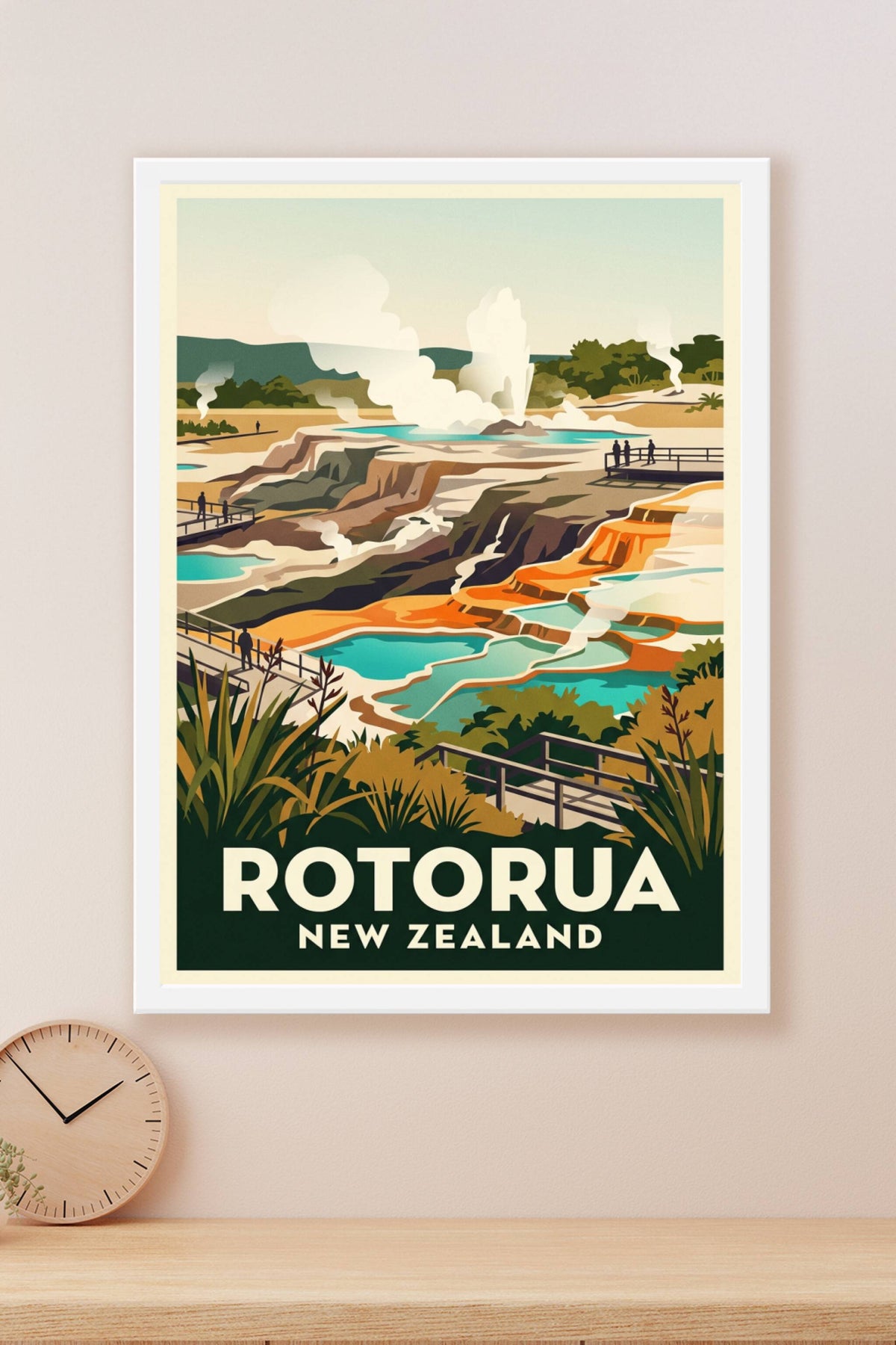 Affiche de Rotorua, poster geysers et sources