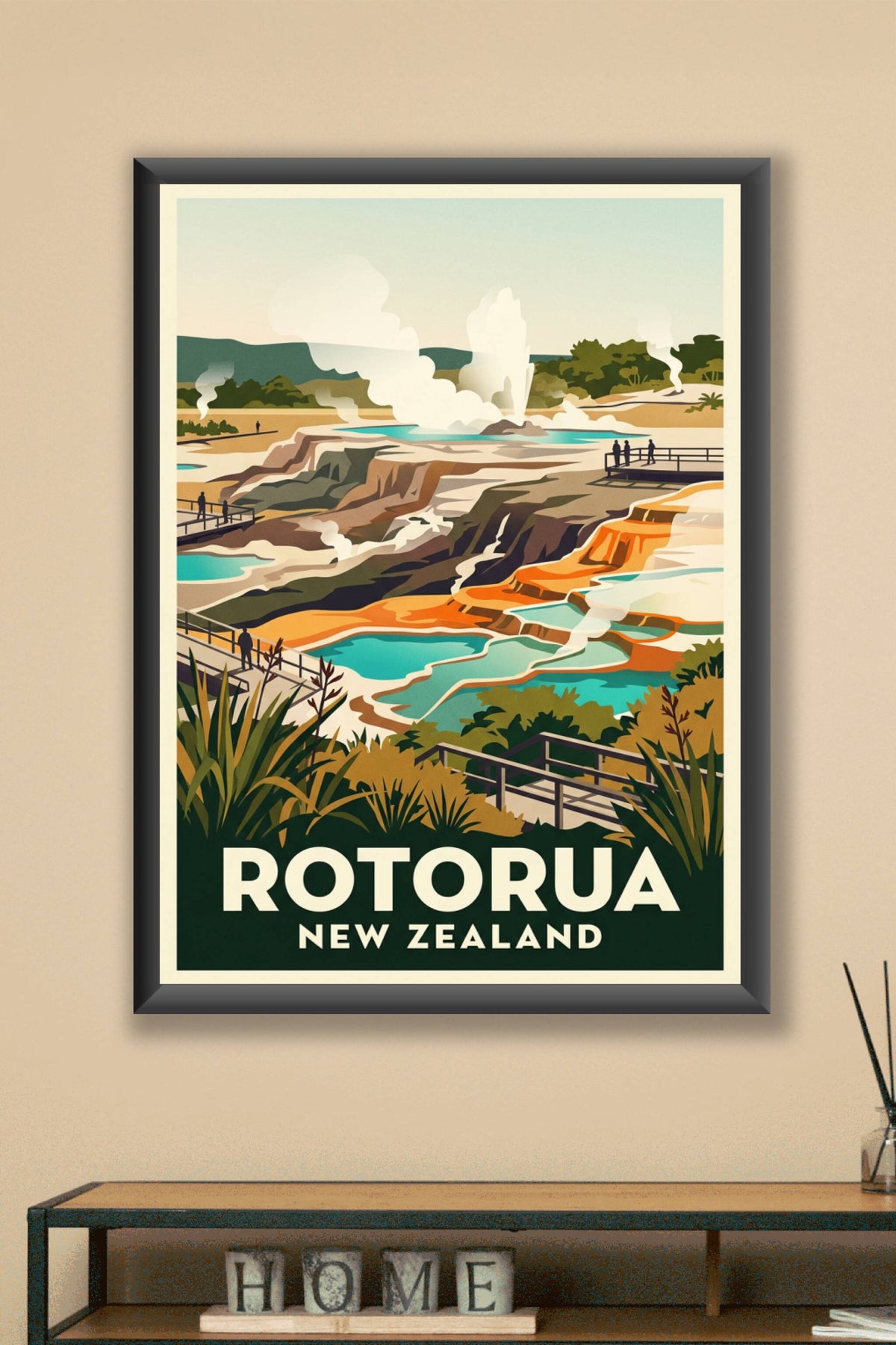 Affiche de Rotorua, poster geysers et sources