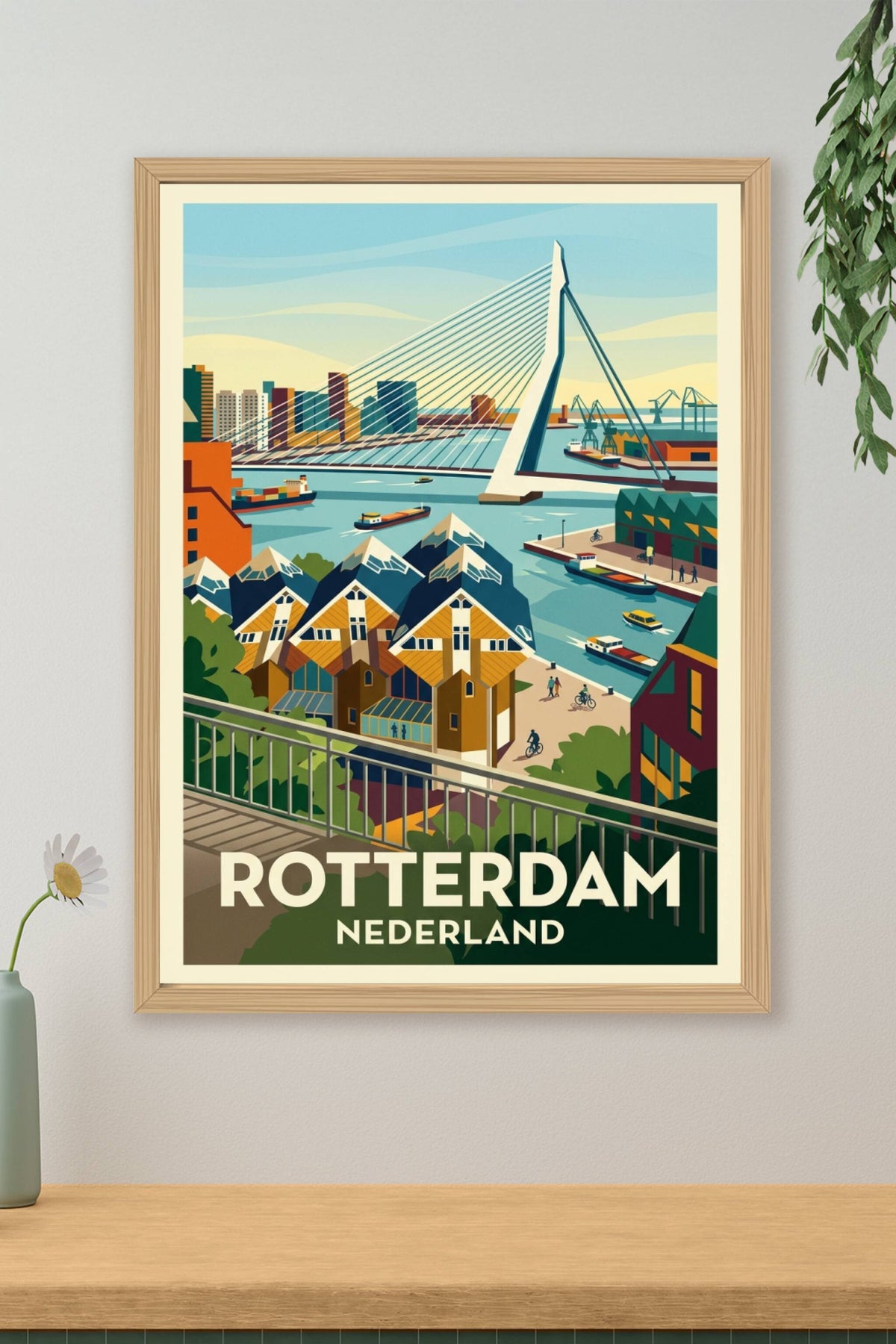 Affiche de Rotterdam, maisons cubes et port