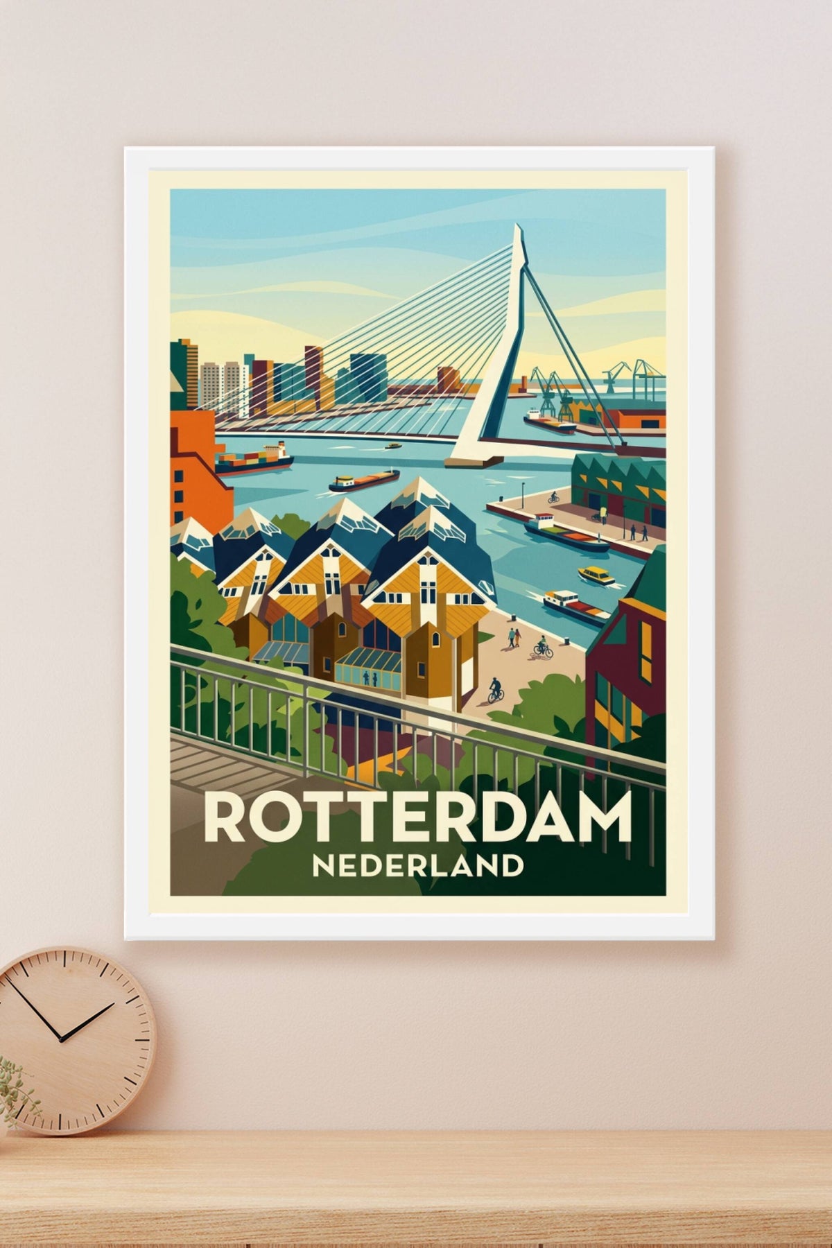 Affiche de Rotterdam, maisons cubes et port
