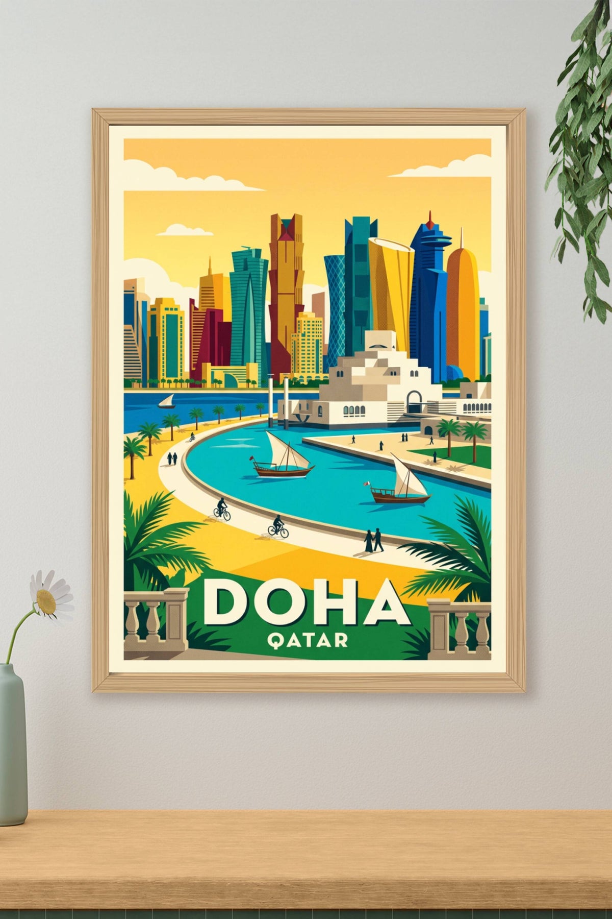 Poster du Qatar, Doha et gratte-ciel colorés