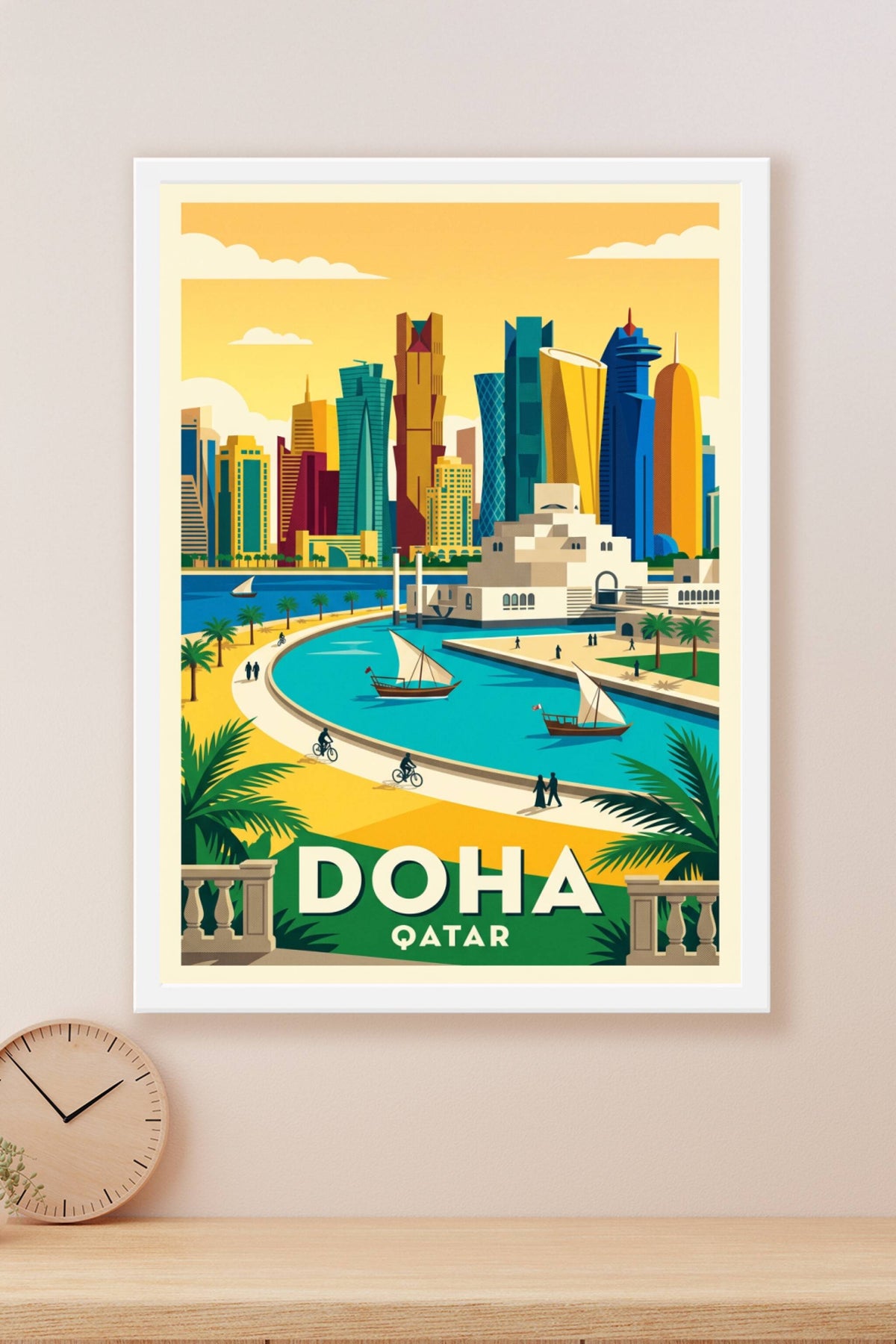 Poster du Qatar, Doha et gratte-ciel colorés