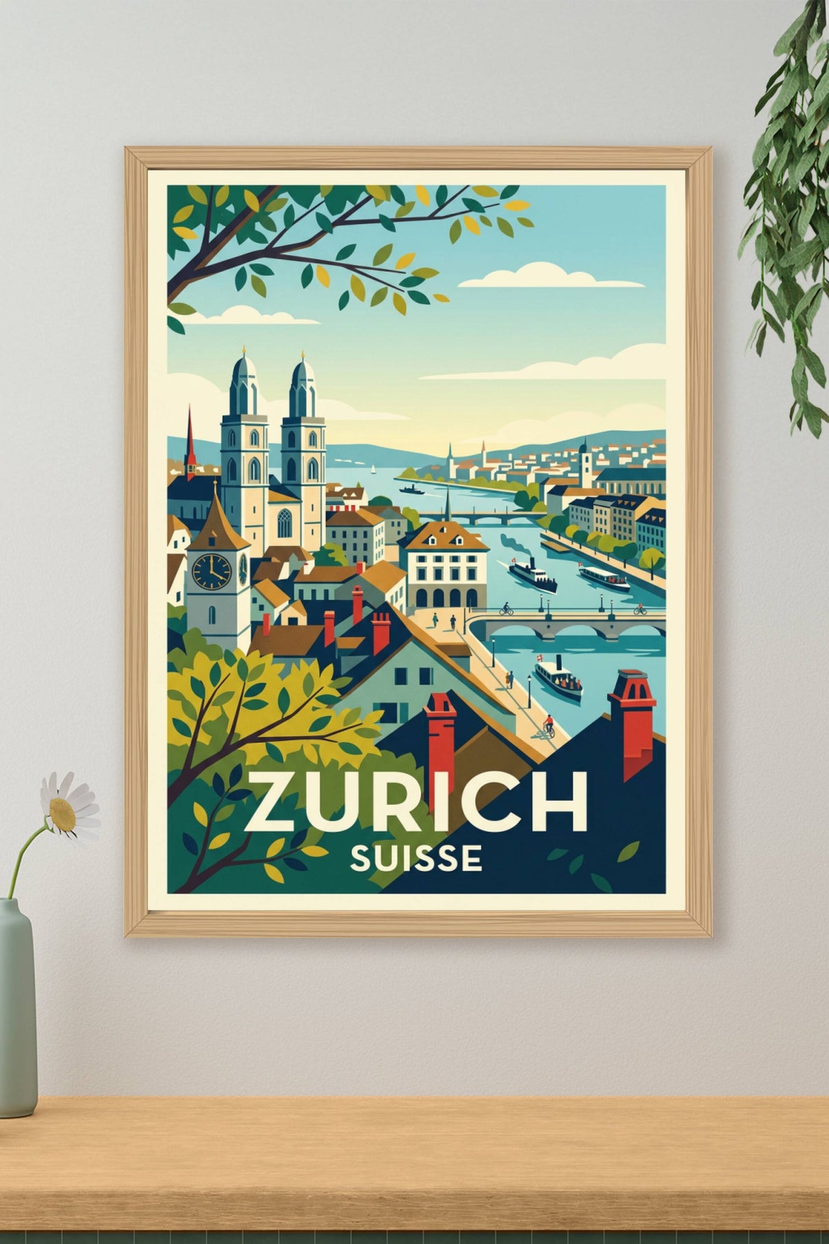 Affiche de Zurich, poster ville de Suisse