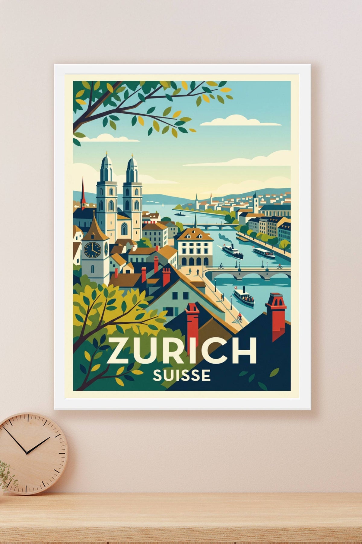 Affiche de Zurich, poster ville de Suisse