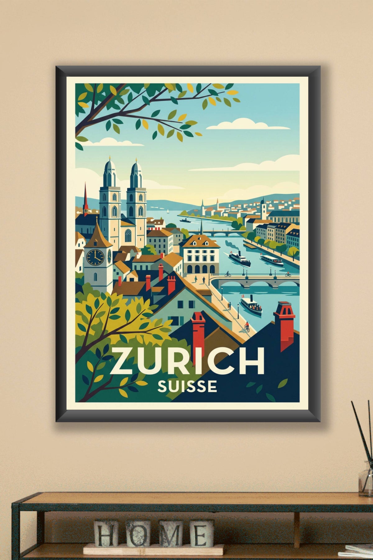 Affiche de Zurich, poster ville de Suisse