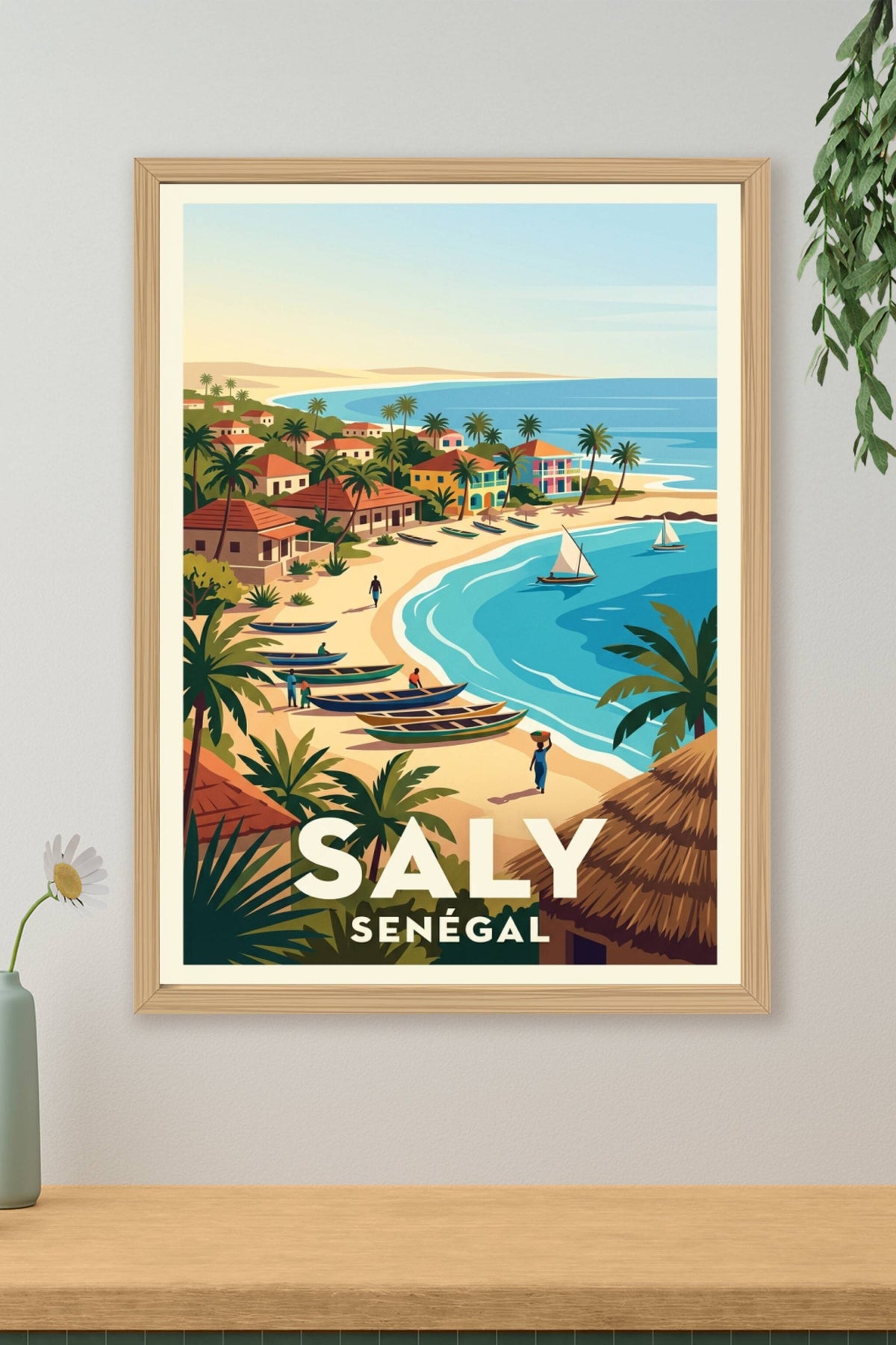 Affiche de Saly, pirogues sur la plage