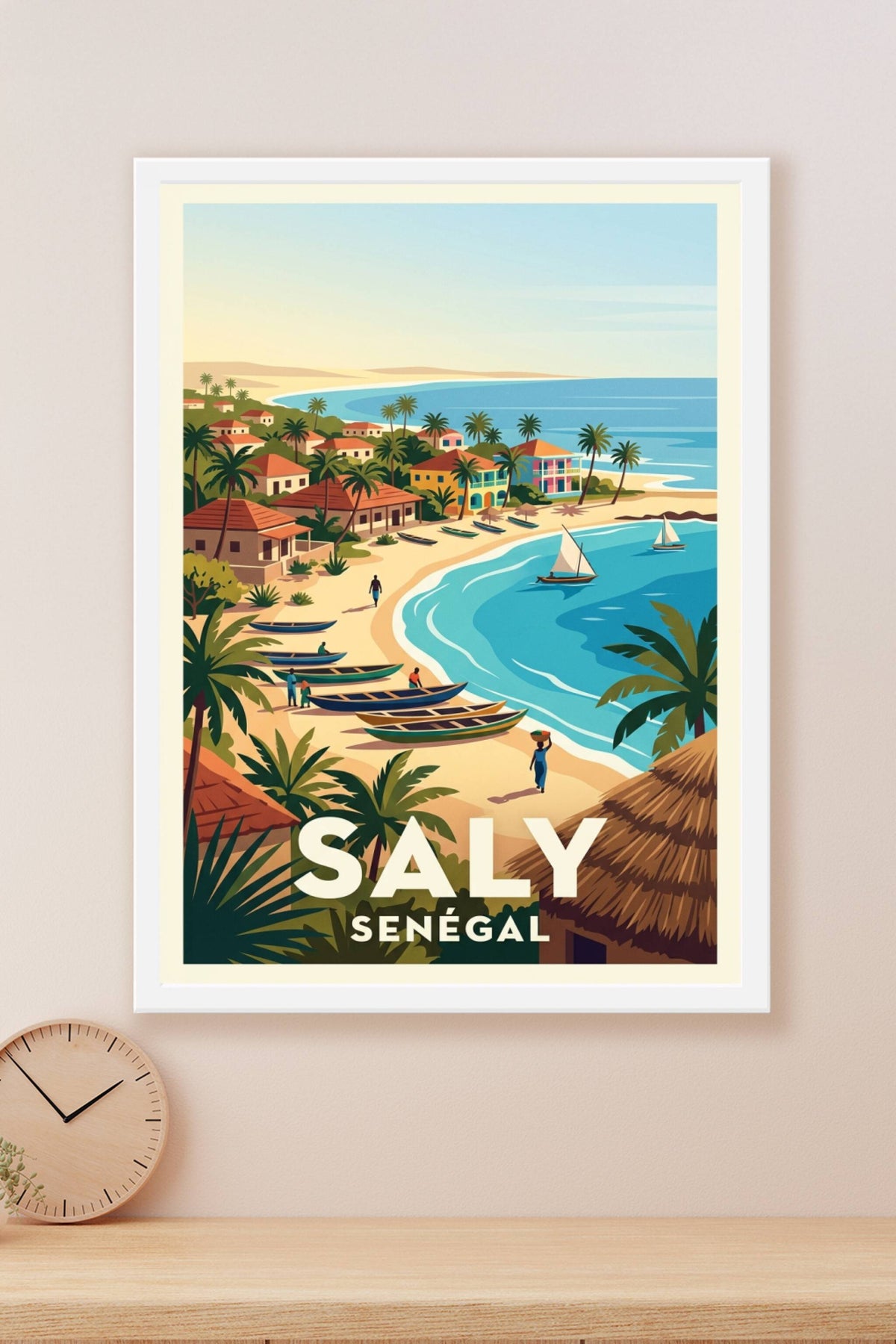 Affiche de Saly, pirogues sur la plage