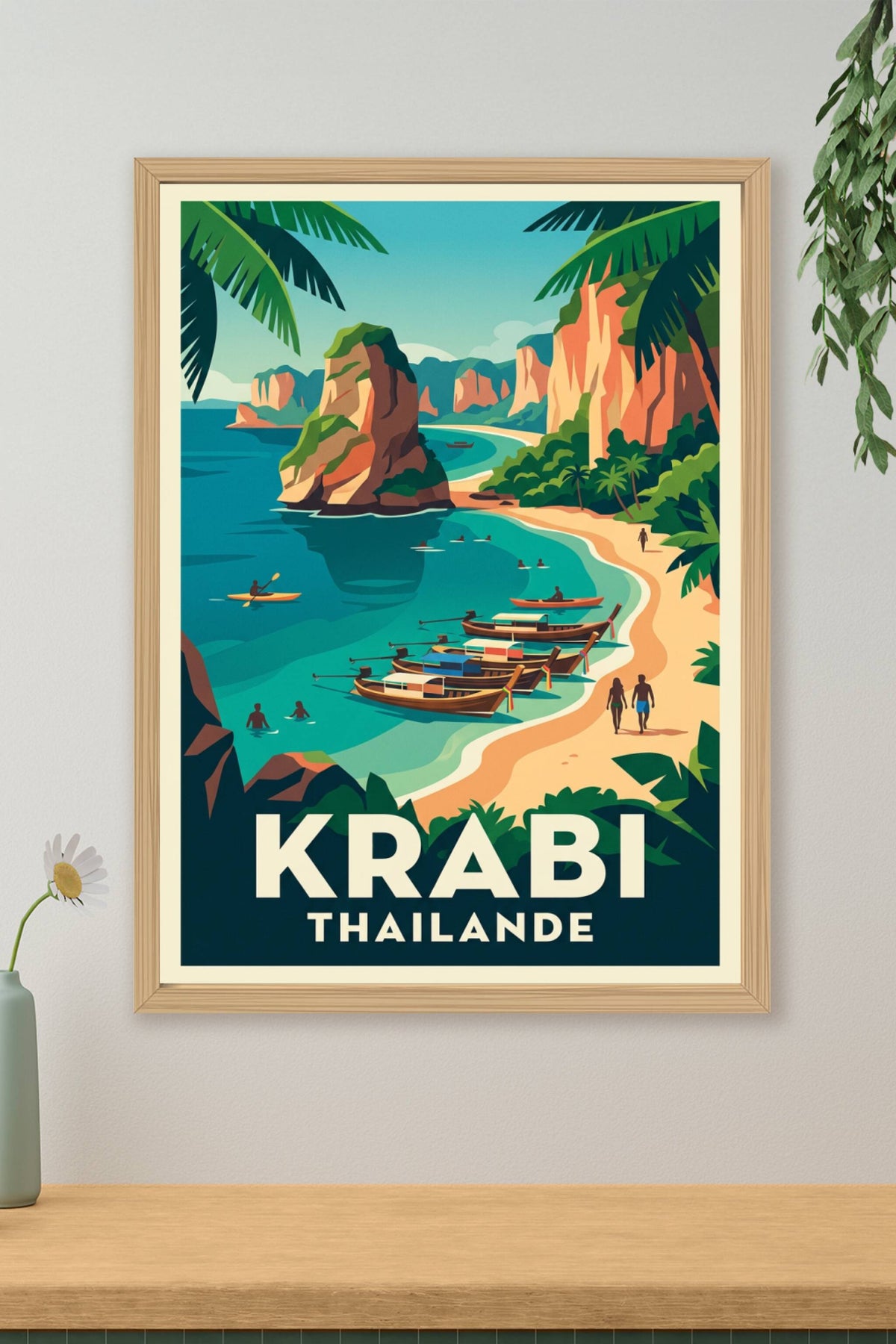Affiche de Krabi, poster plage de Thaïlande