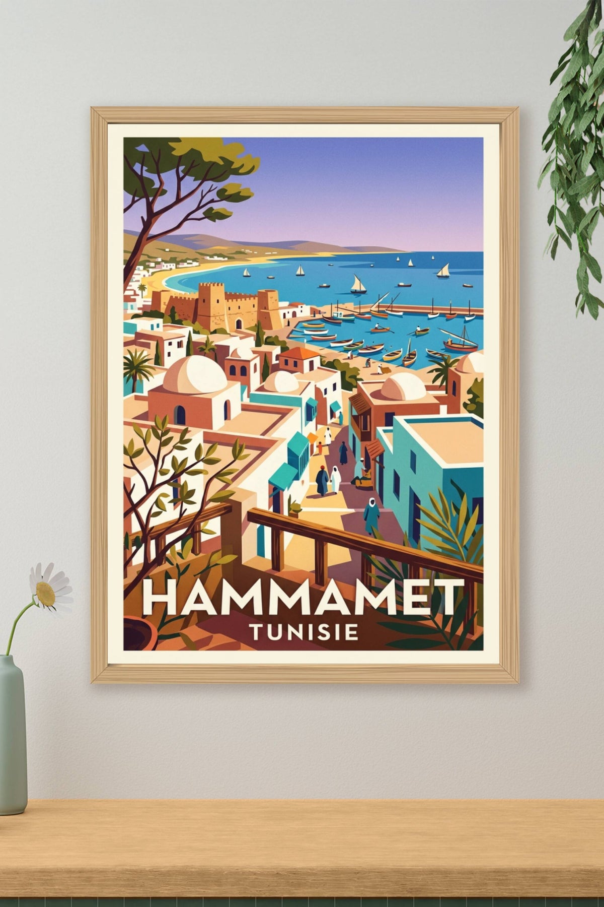 Affiche Hammamet, poster Tunisie médina