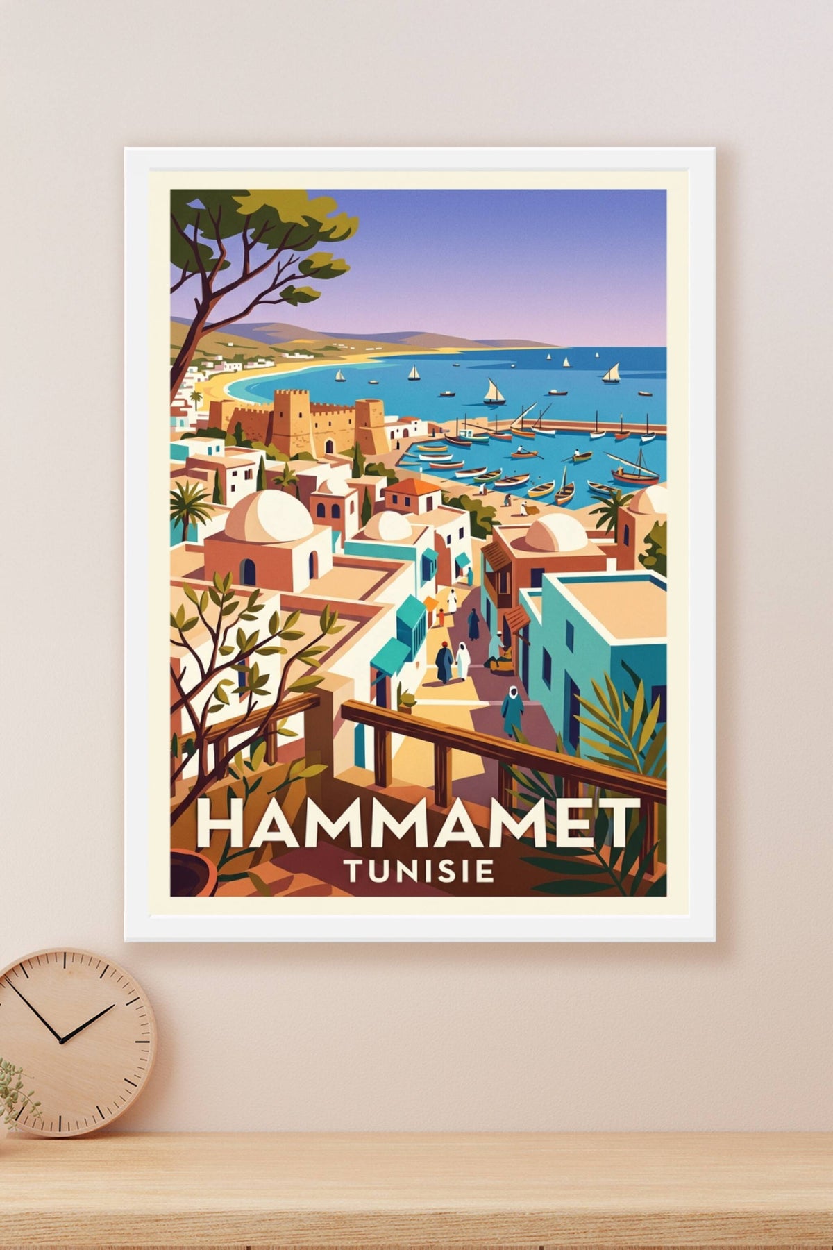 Affiche Hammamet, poster Tunisie médina