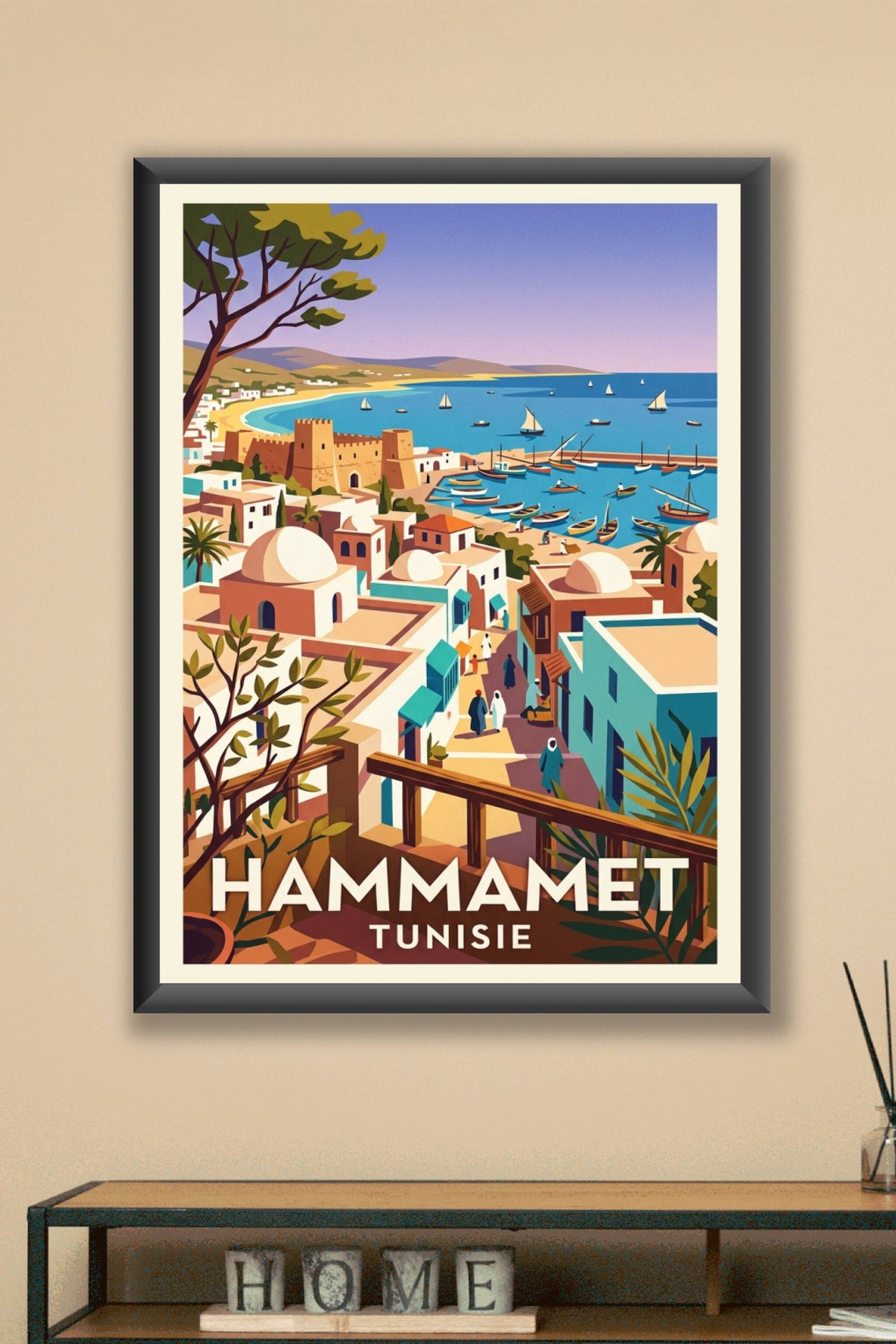 Affiche Hammamet, poster Tunisie médina