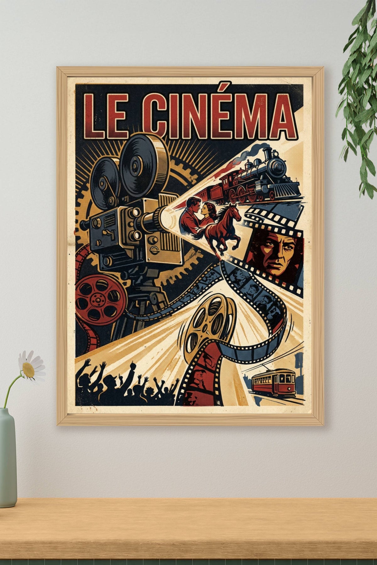 Affiche du Cinéma, poster caméra rétro