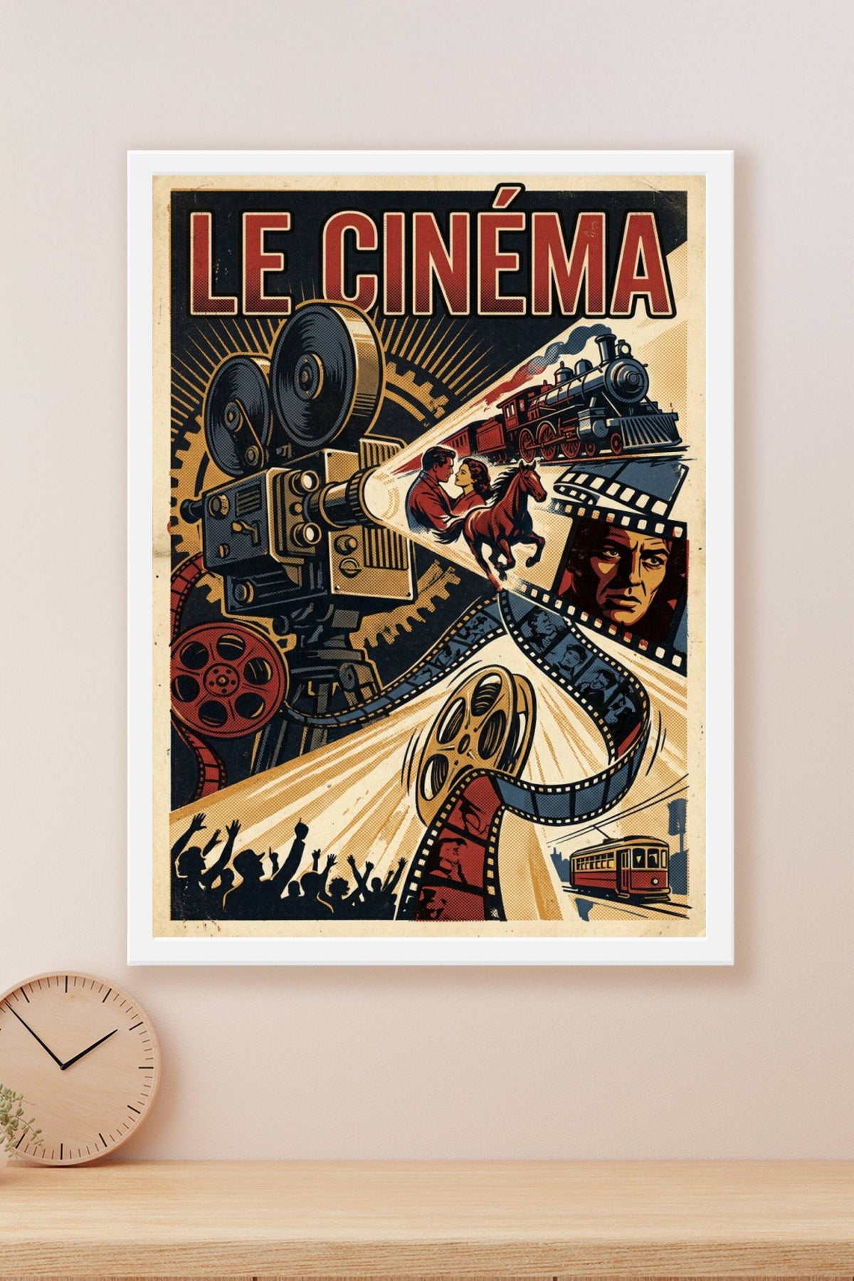 Affiche du Cinéma, poster caméra rétro