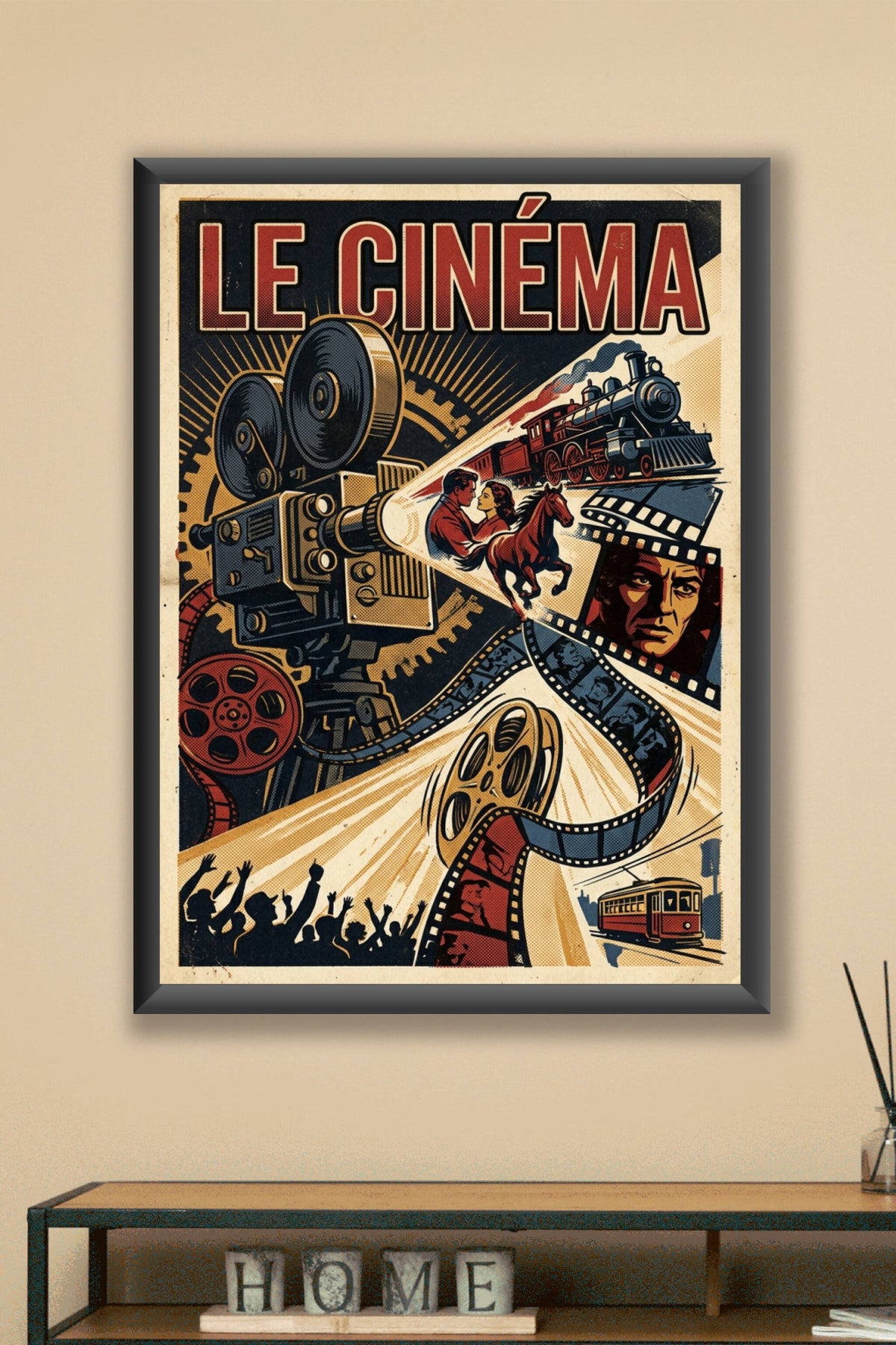Affiche du Cinéma, poster caméra rétro