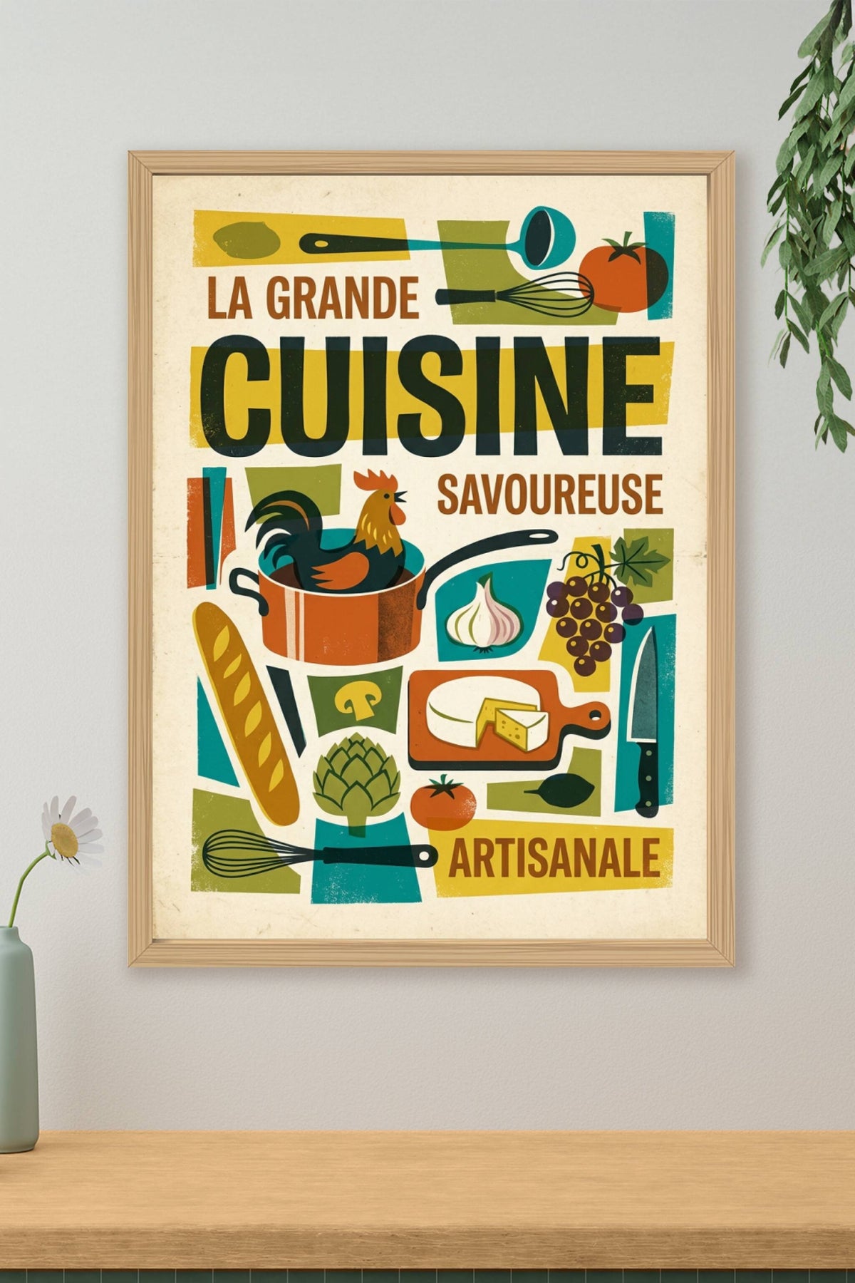 Affiche Cuisine Savoureuse, style vintage
