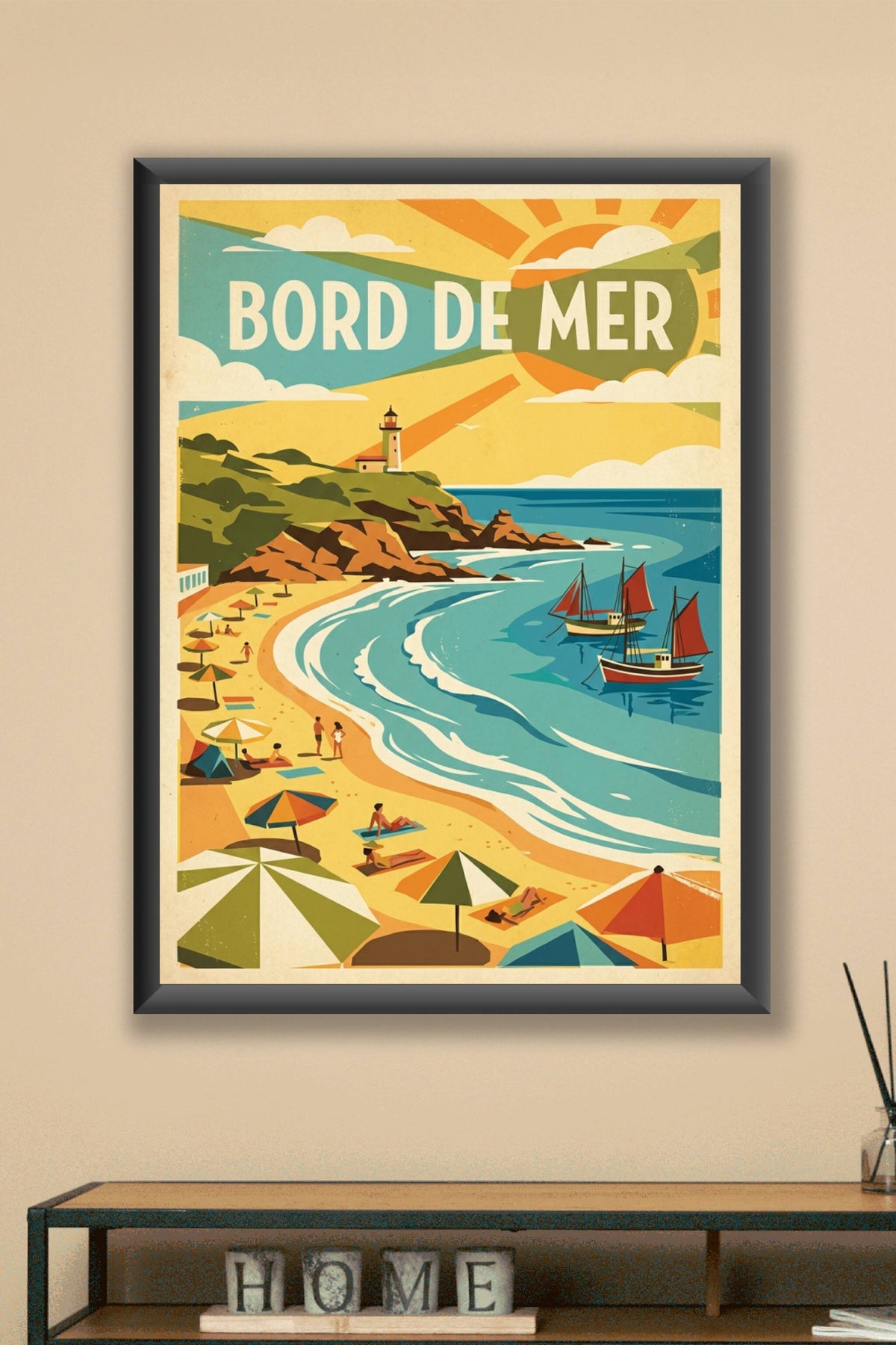 Affiche de Bord de Mer, poster vintage