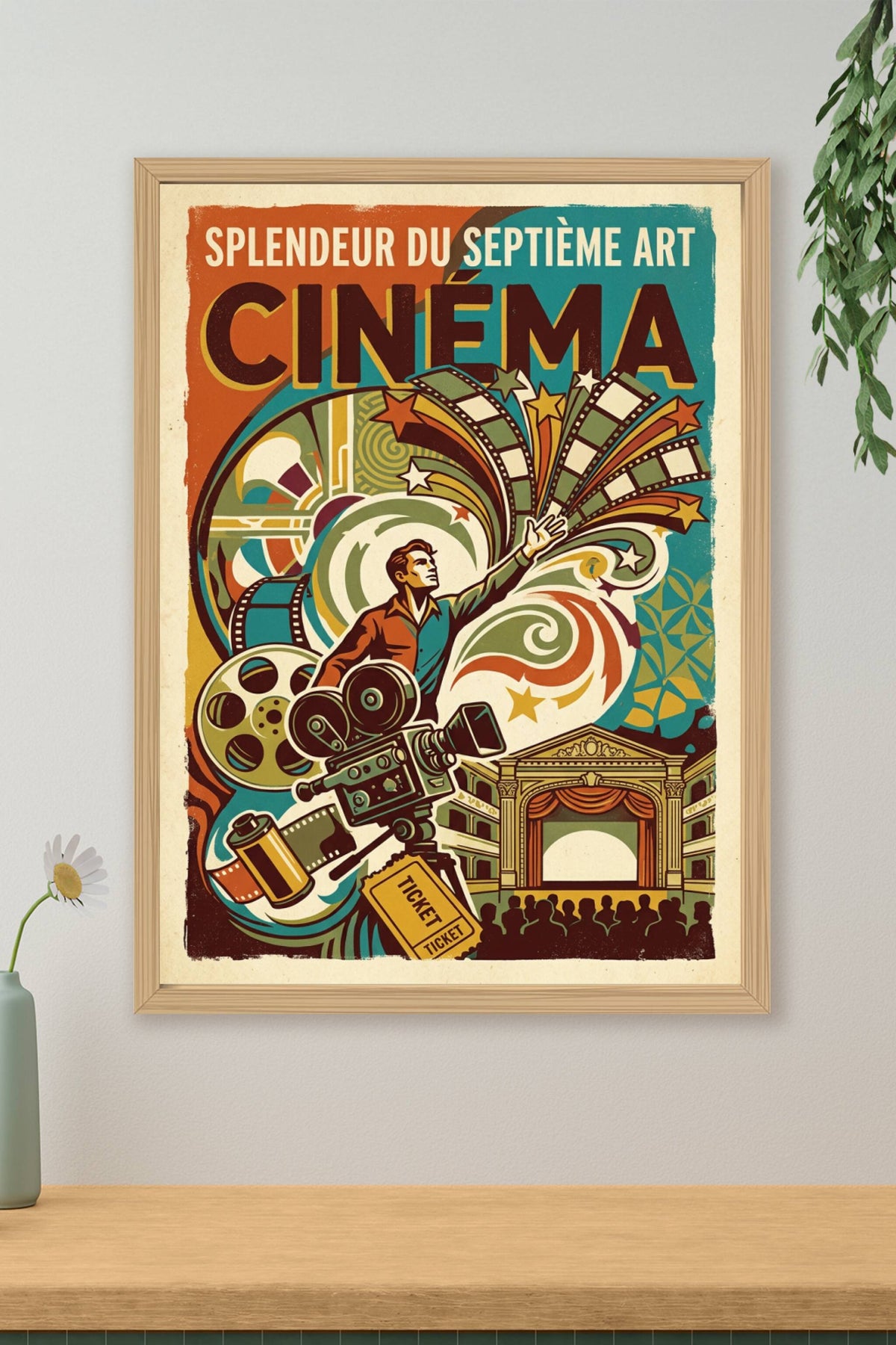 Affiche de cinéma vintage, poster art rétro