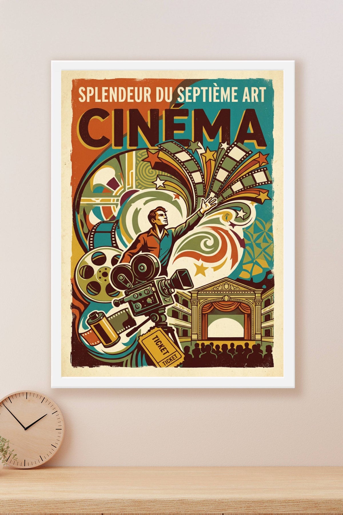 Affiche de cinéma vintage, poster art rétro
