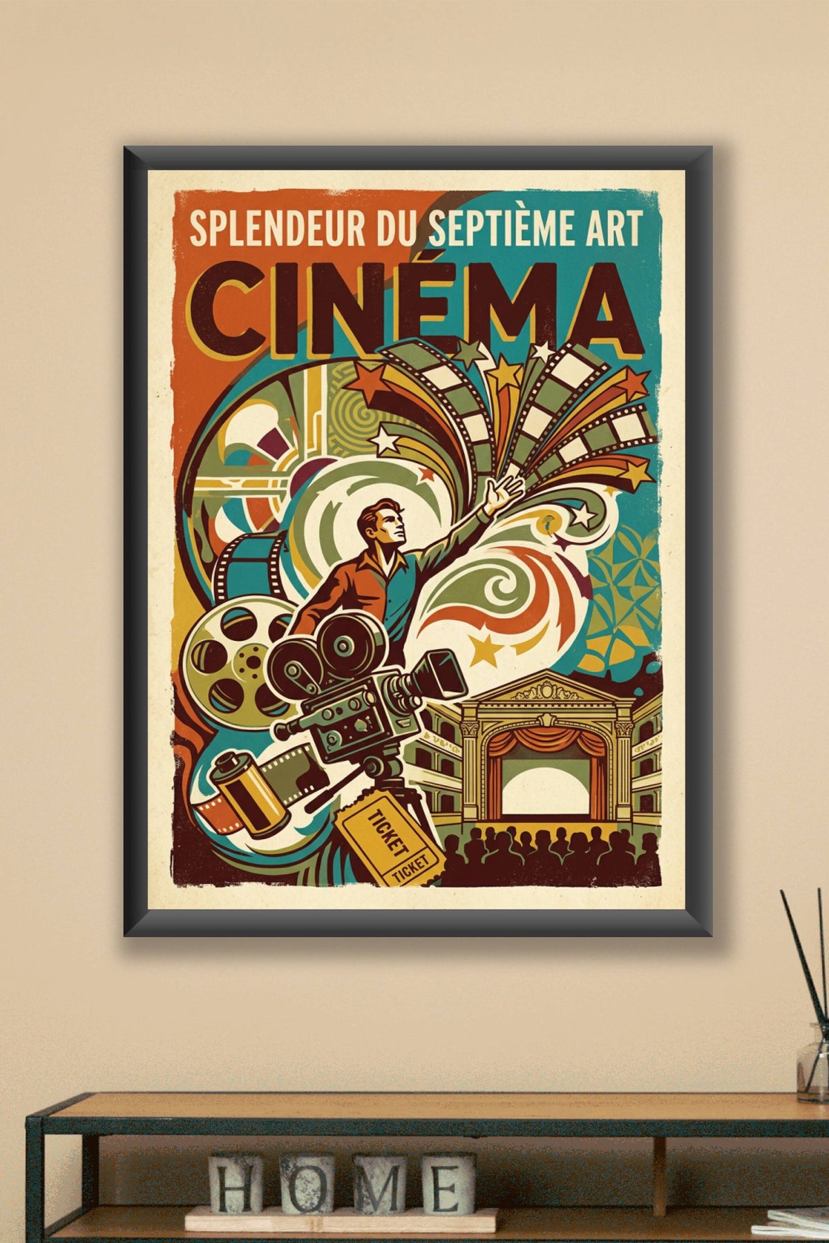 Affiche de cinéma vintage, poster art rétro