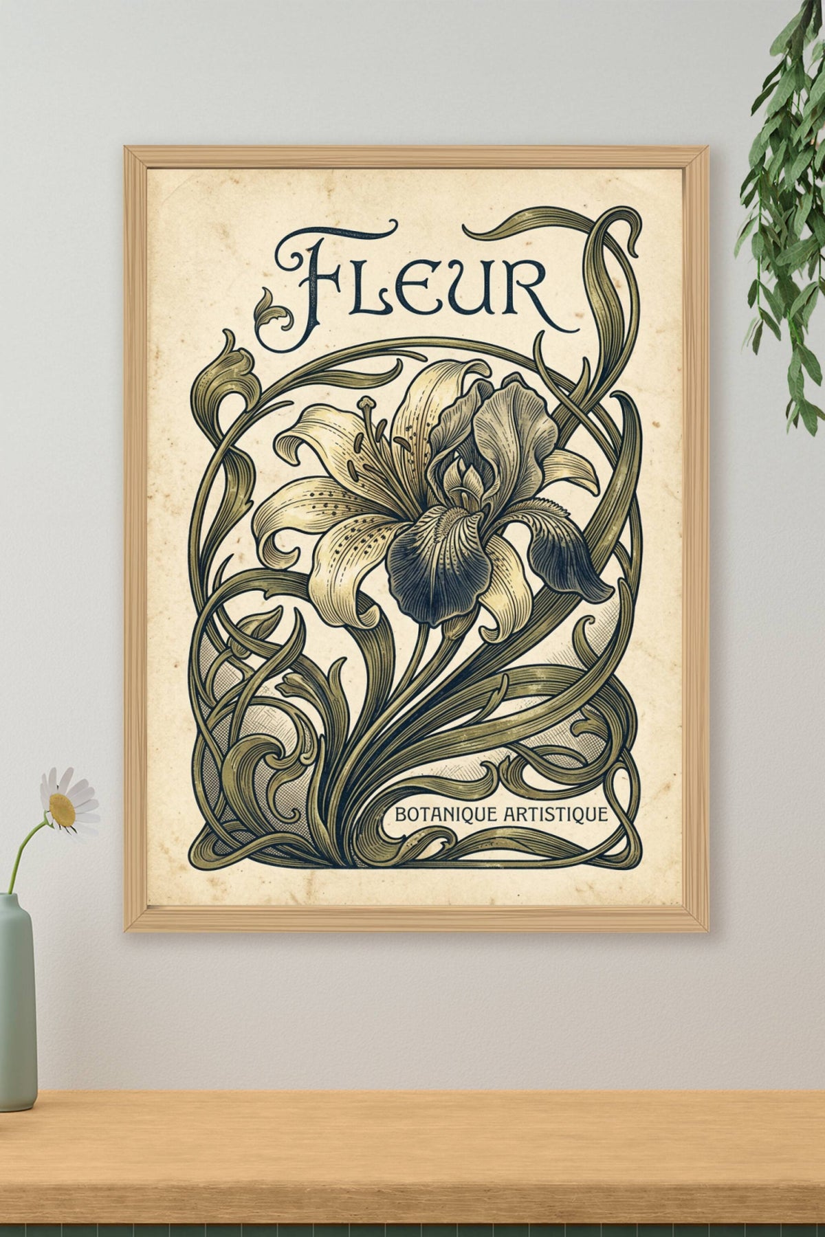 Affiche Fleur vintage, botanique artistique
