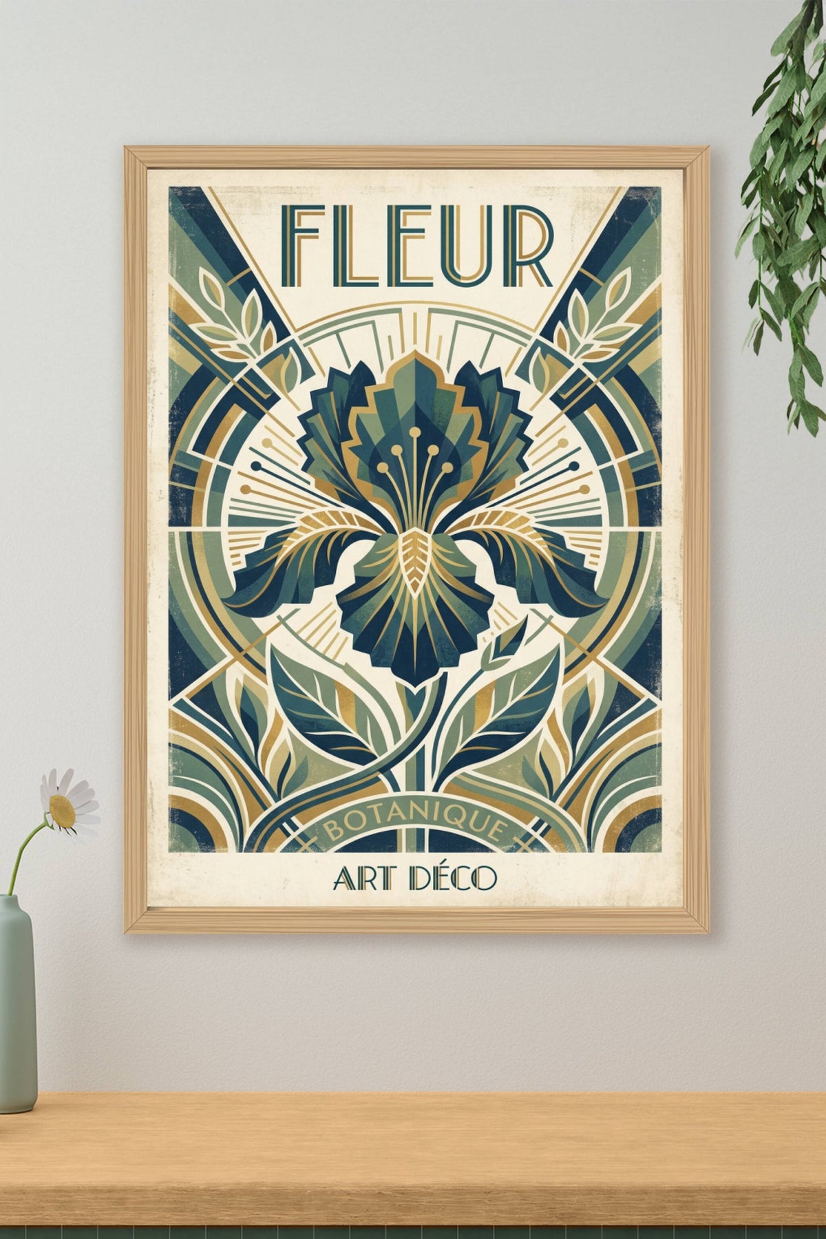 Affiche Fleur Art Déco, poster botanique