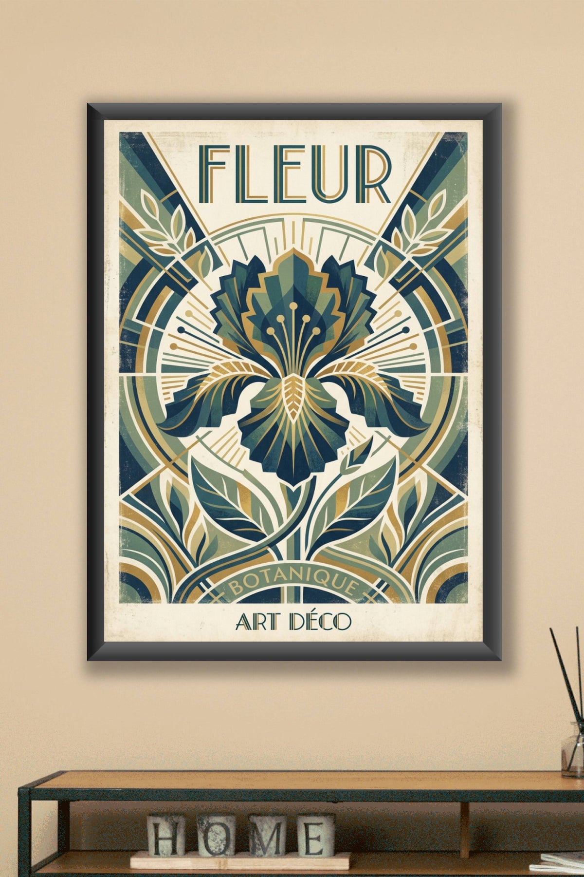 Affiche Fleur Art Déco, poster botanique