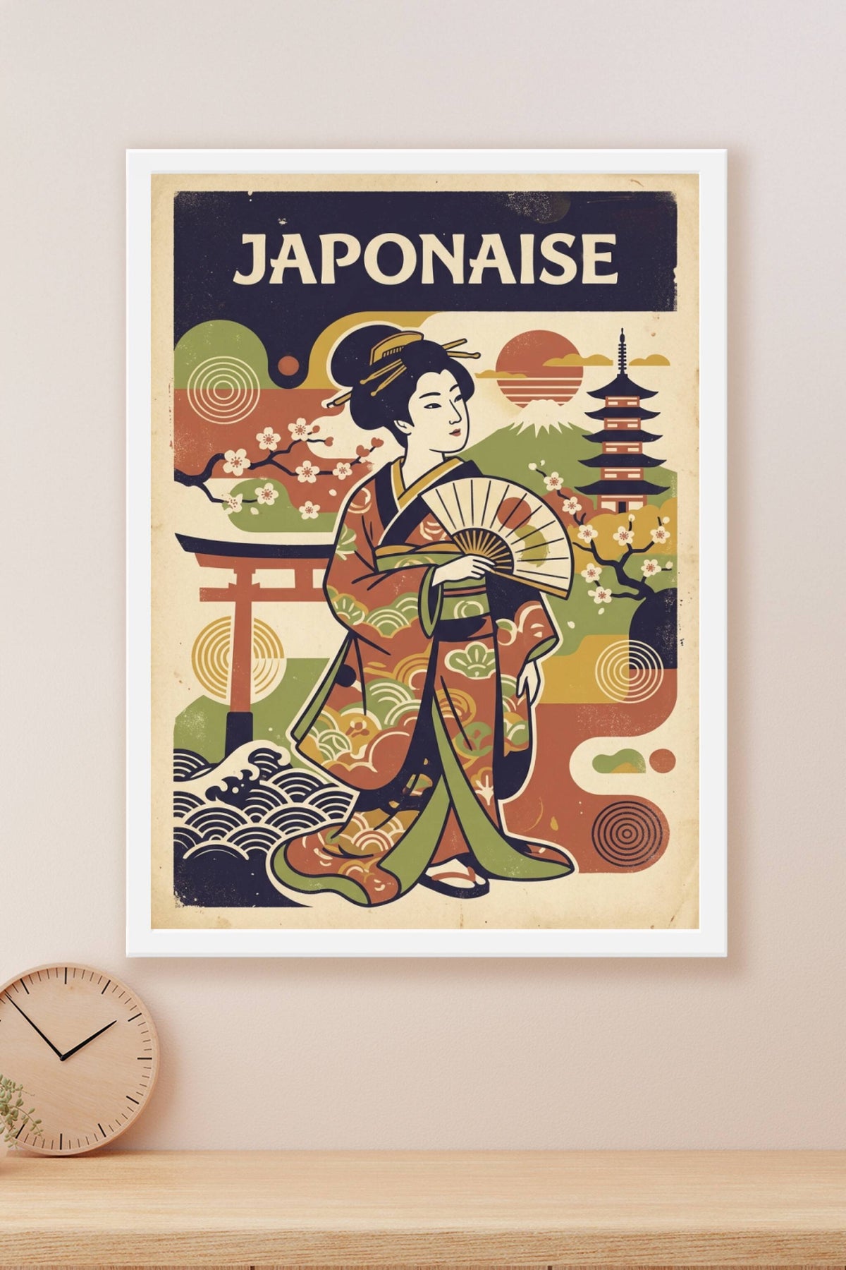 Affiche Japonaise vintage, style Geisha