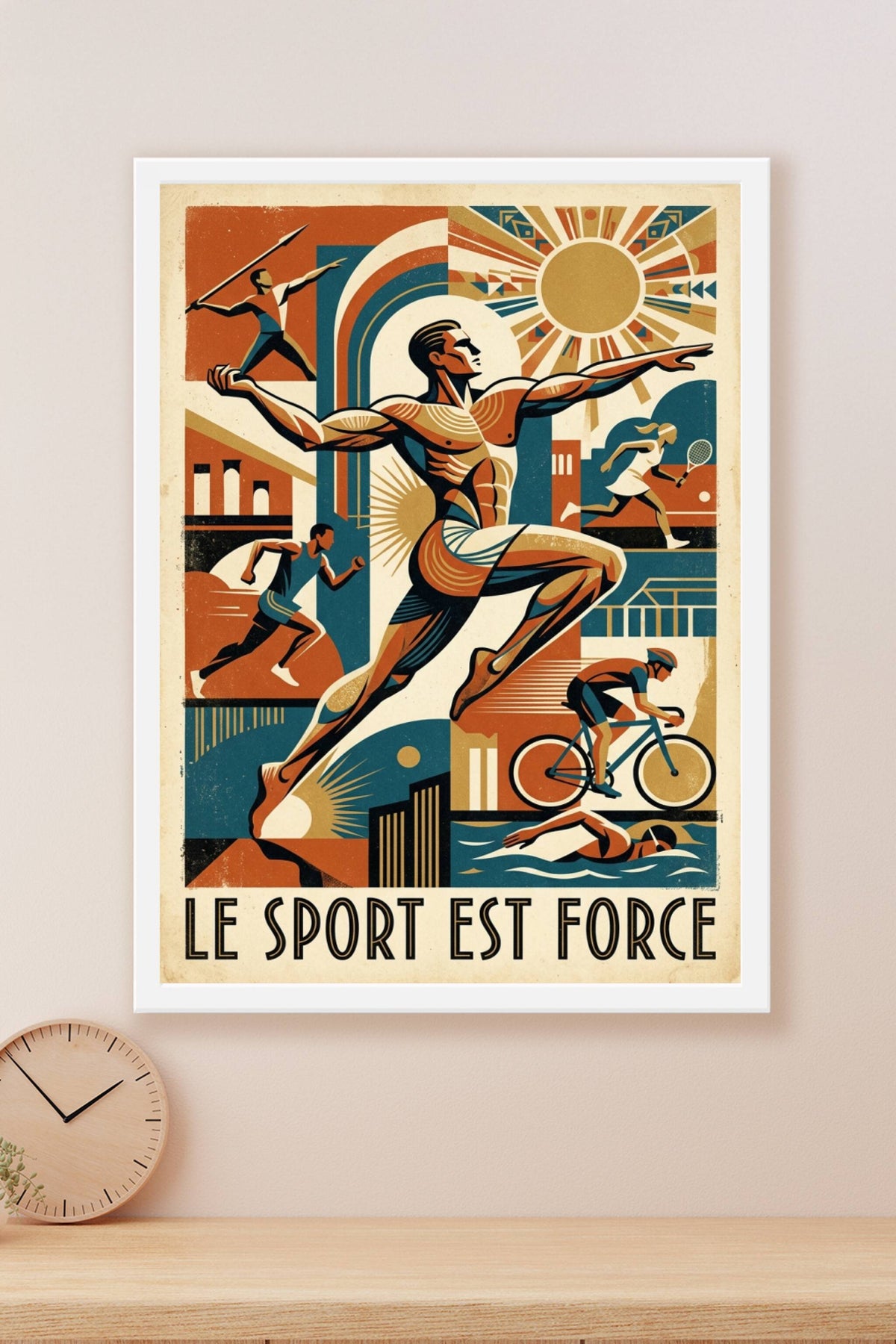 Affiche Le sport est force, style vintage