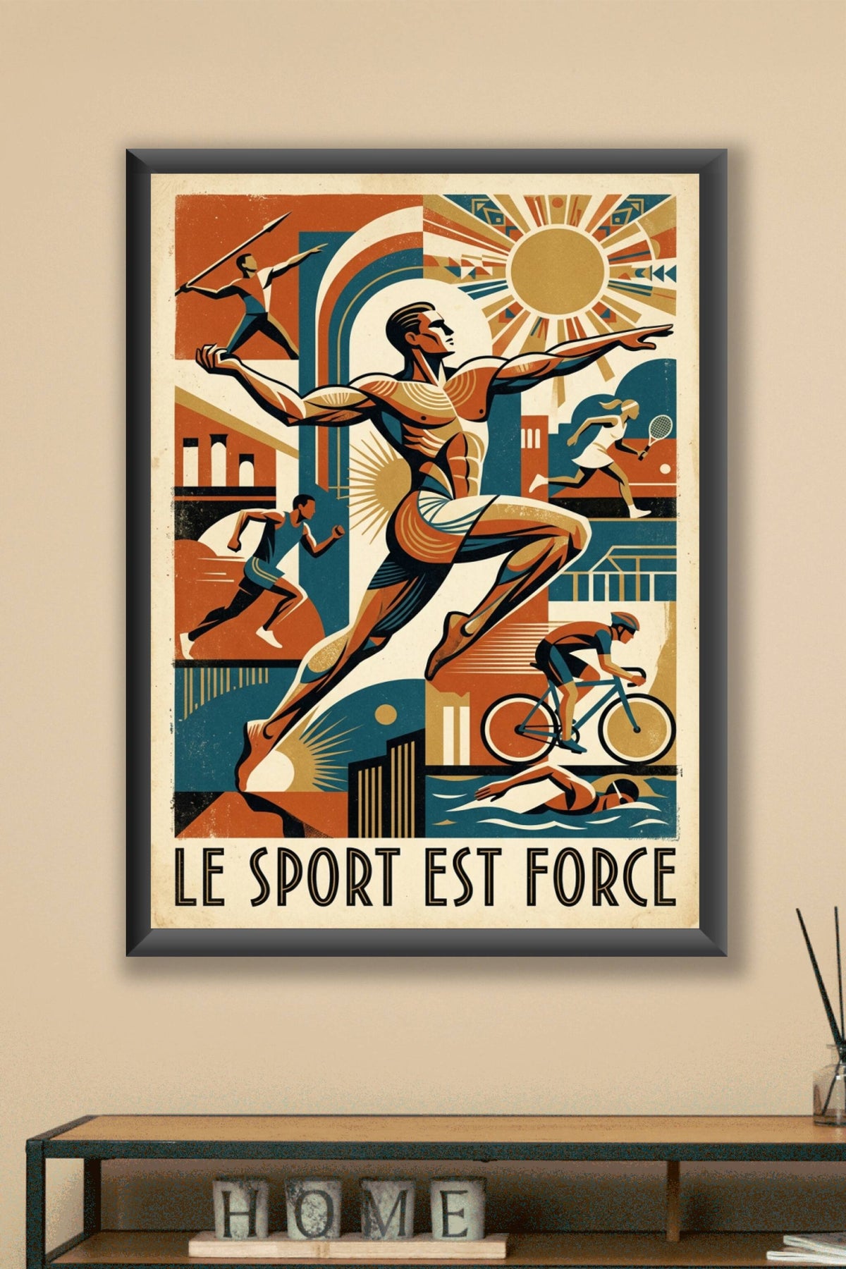 Affiche Le sport est force, style vintage