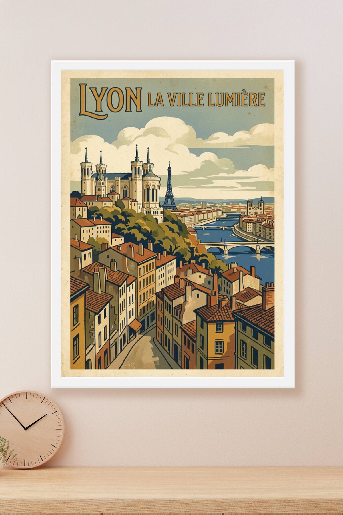 Affiche de Lyon vintage, poster Ville Lumière