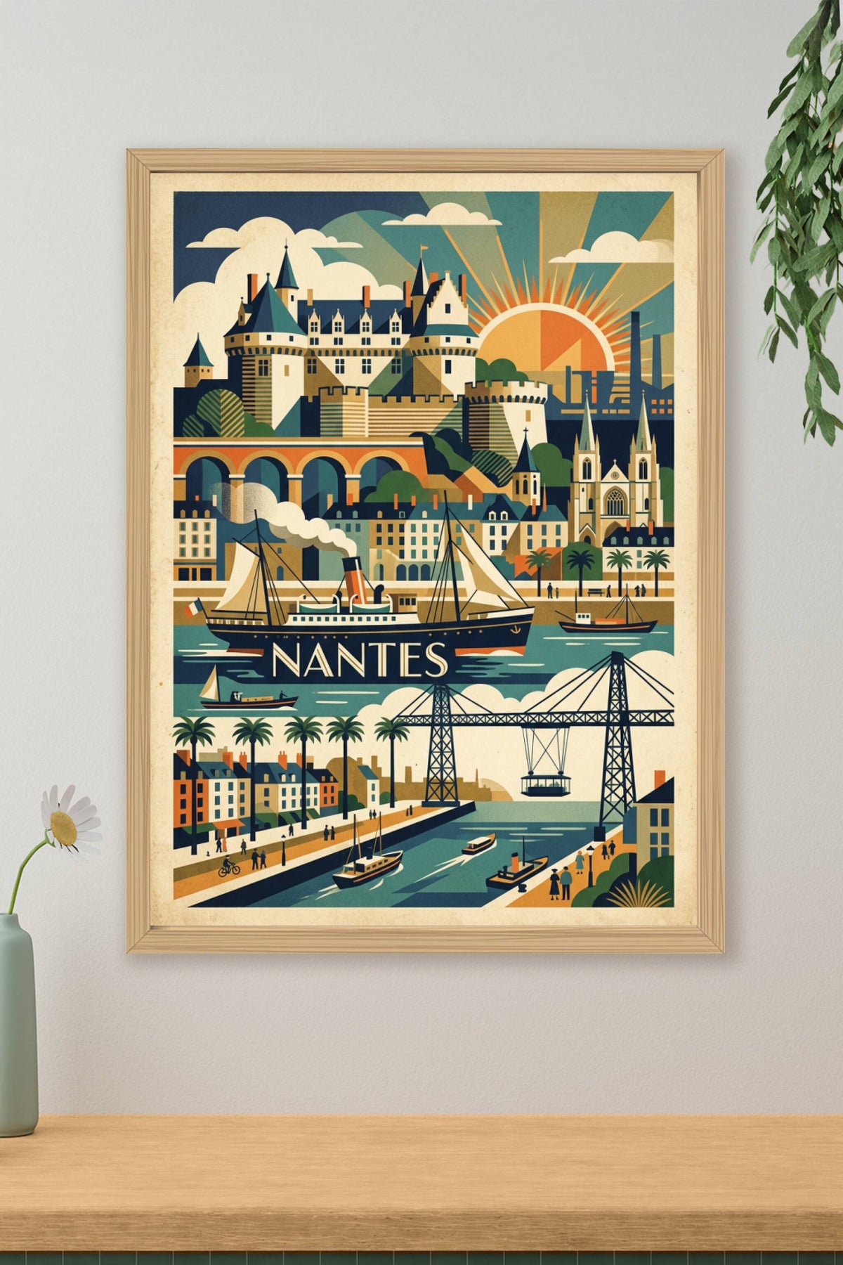 Affiche de Nantes, poster château vintage