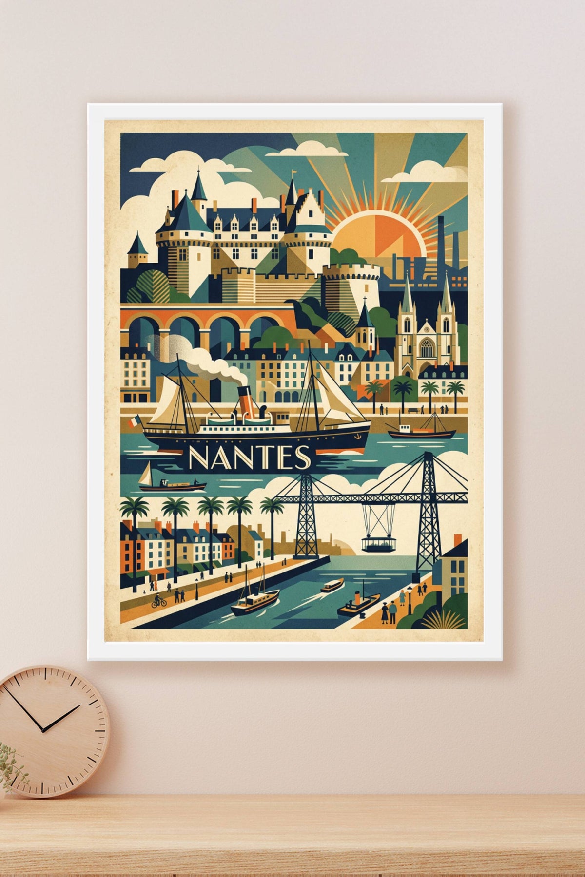 Affiche de Nantes, poster château vintage