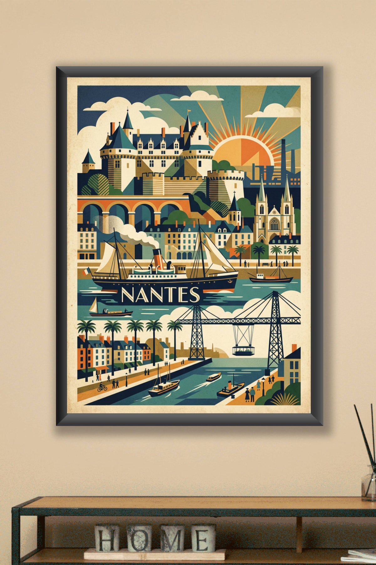 Affiche de Nantes, poster château vintage