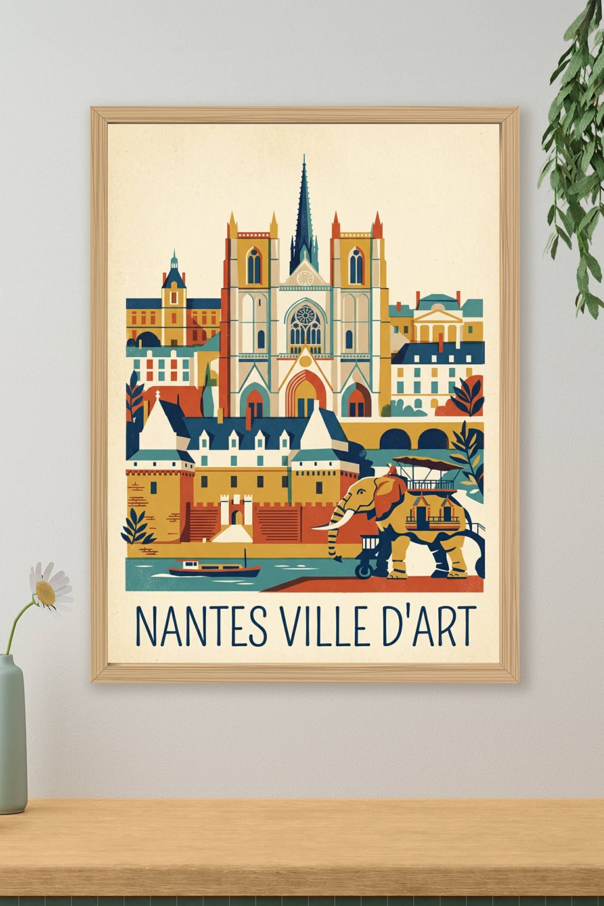 Affiche de Nantes vintage, poster ville d'art