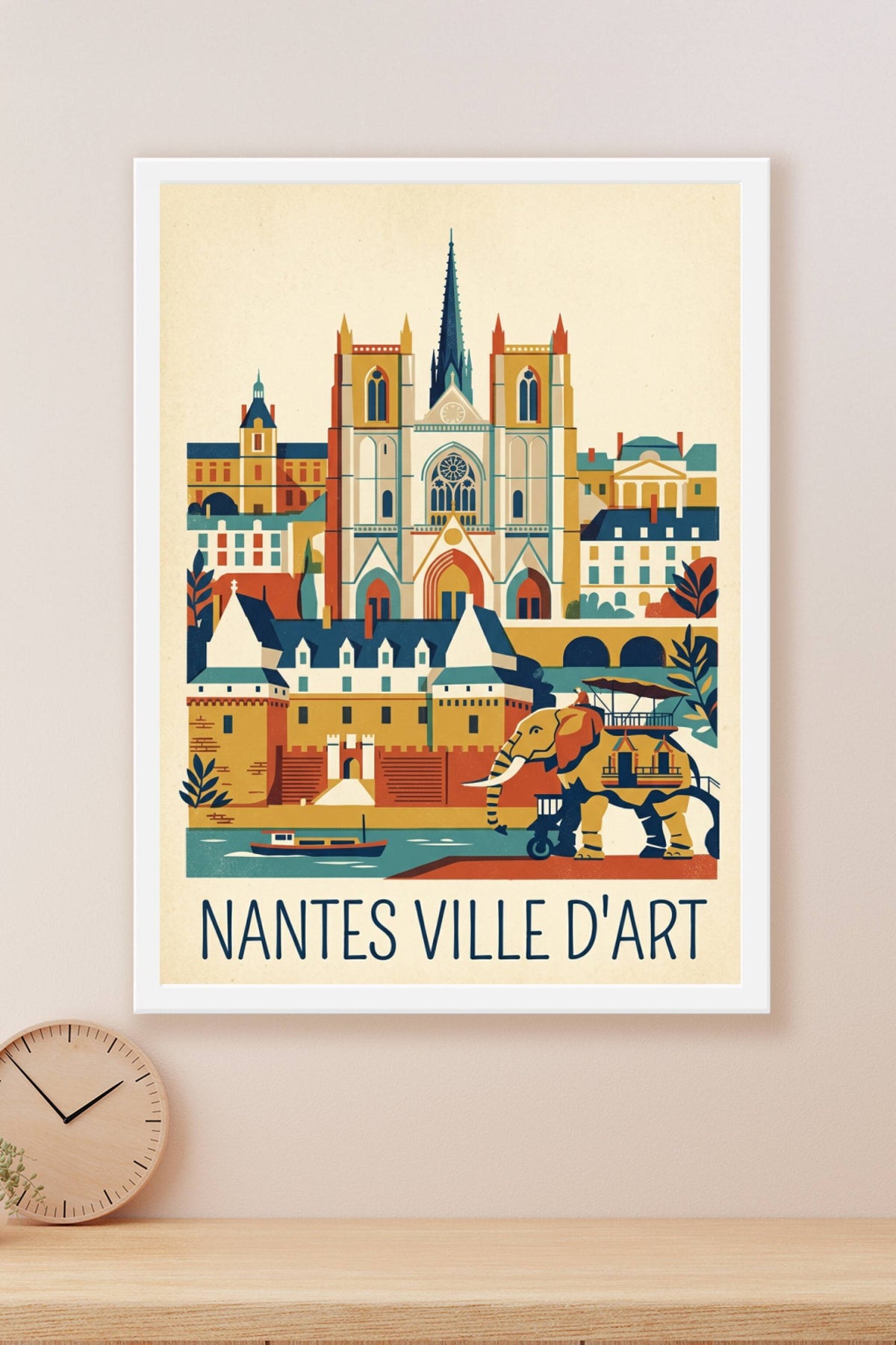 Affiche de Nantes vintage, poster ville d'art