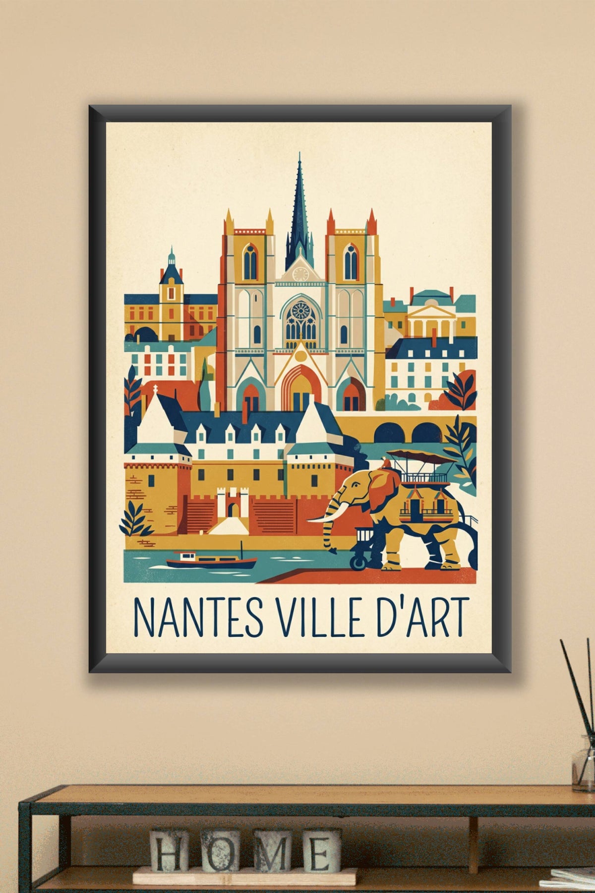 Affiche de Nantes vintage, poster ville d'art