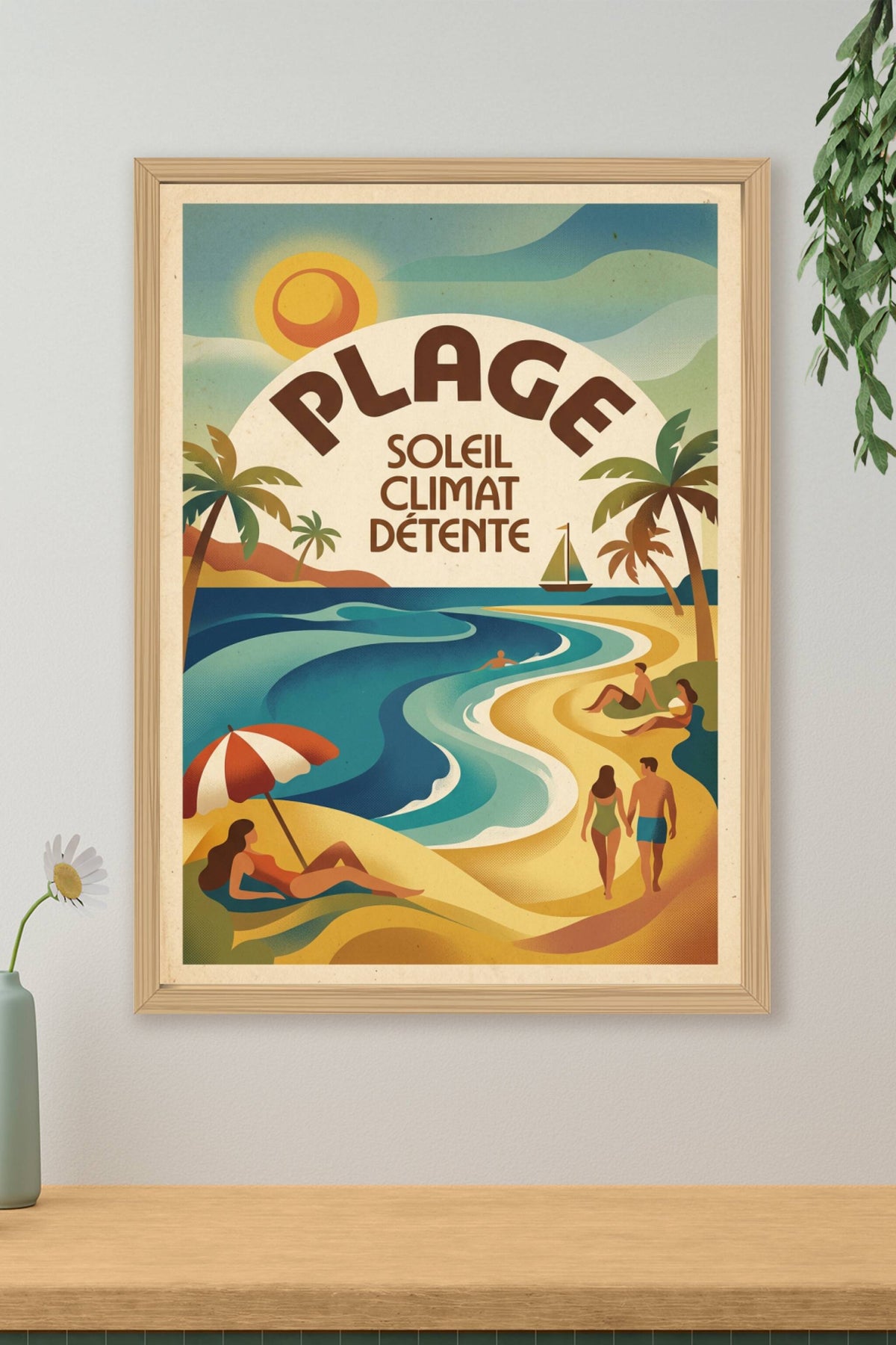 Poster Plage vintage, déco bord de mer