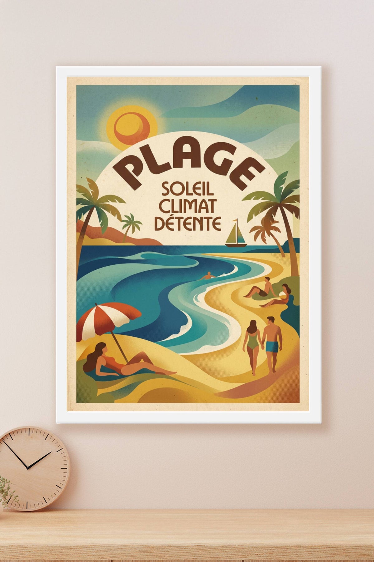 Poster Plage vintage, déco bord de mer