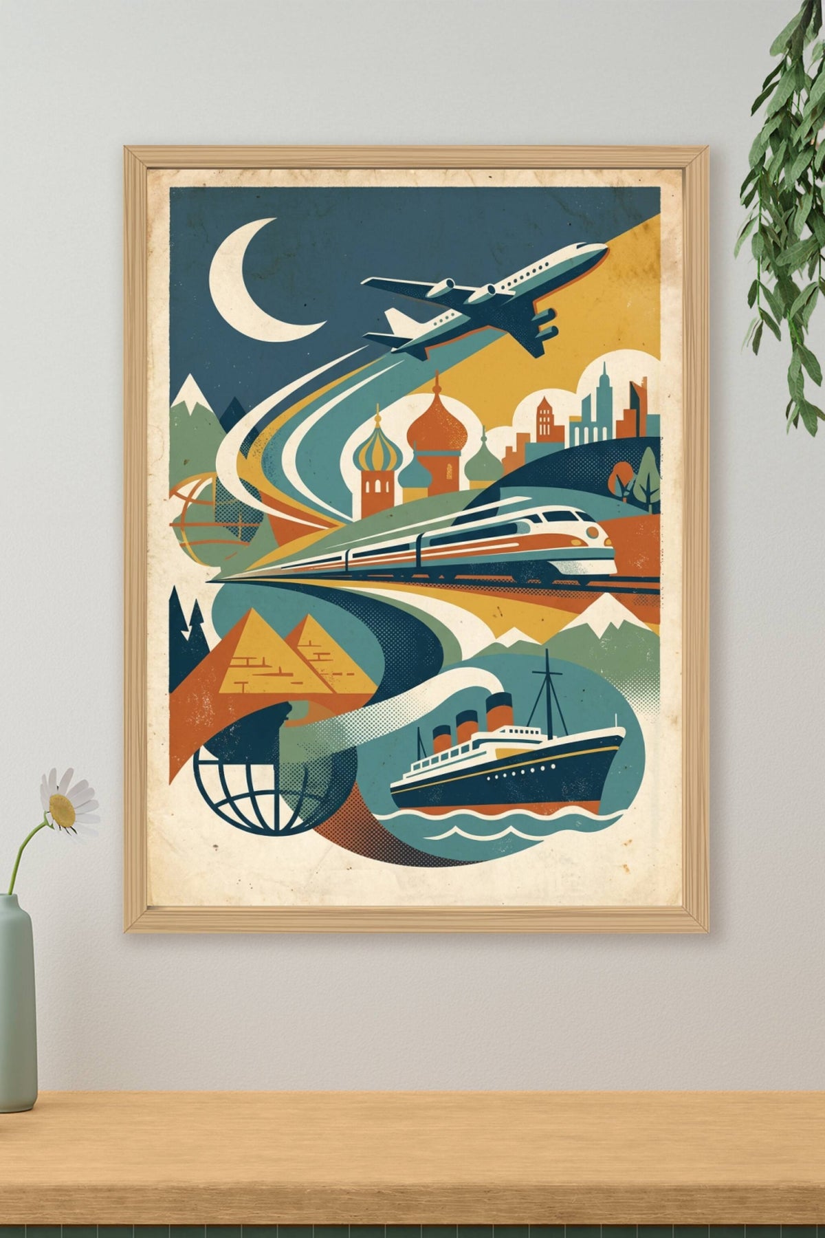 Affiche voyage vintage, tour du monde