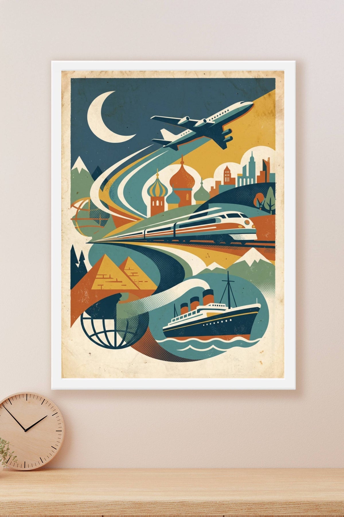 Affiche voyage vintage, tour du monde