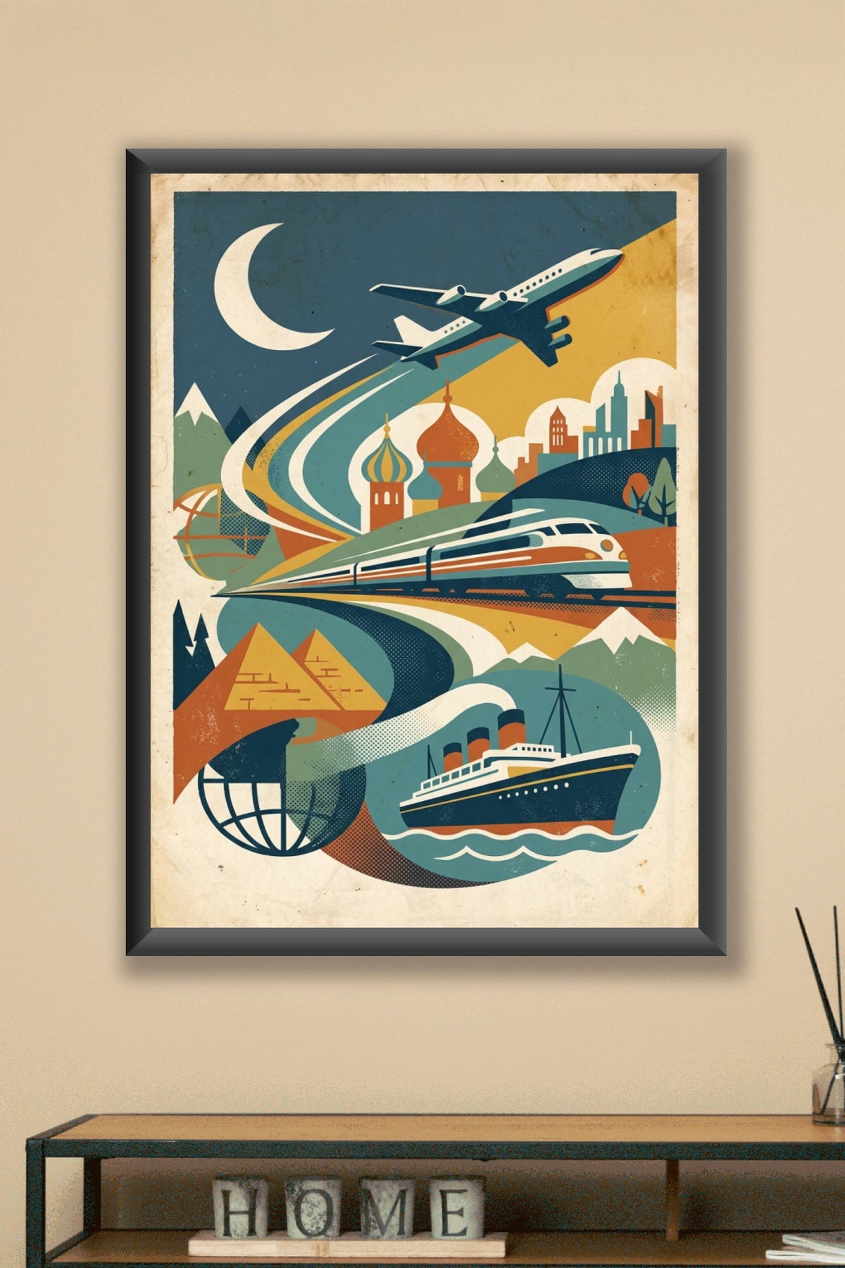Affiche voyage vintage, tour du monde