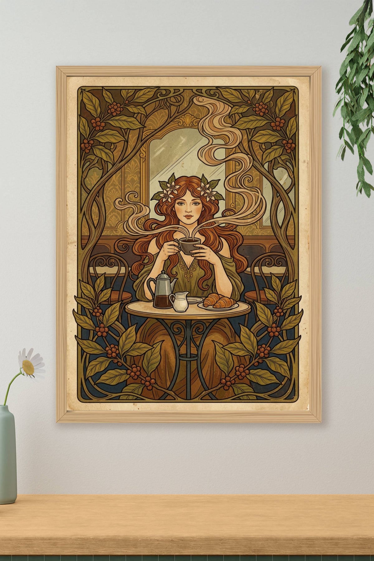 Affiche de café vintage, style Art Nouveau