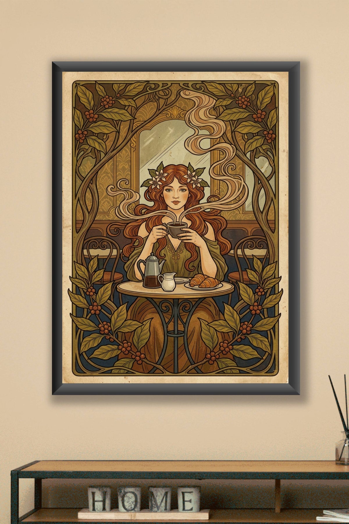 Affiche de café vintage, style Art Nouveau