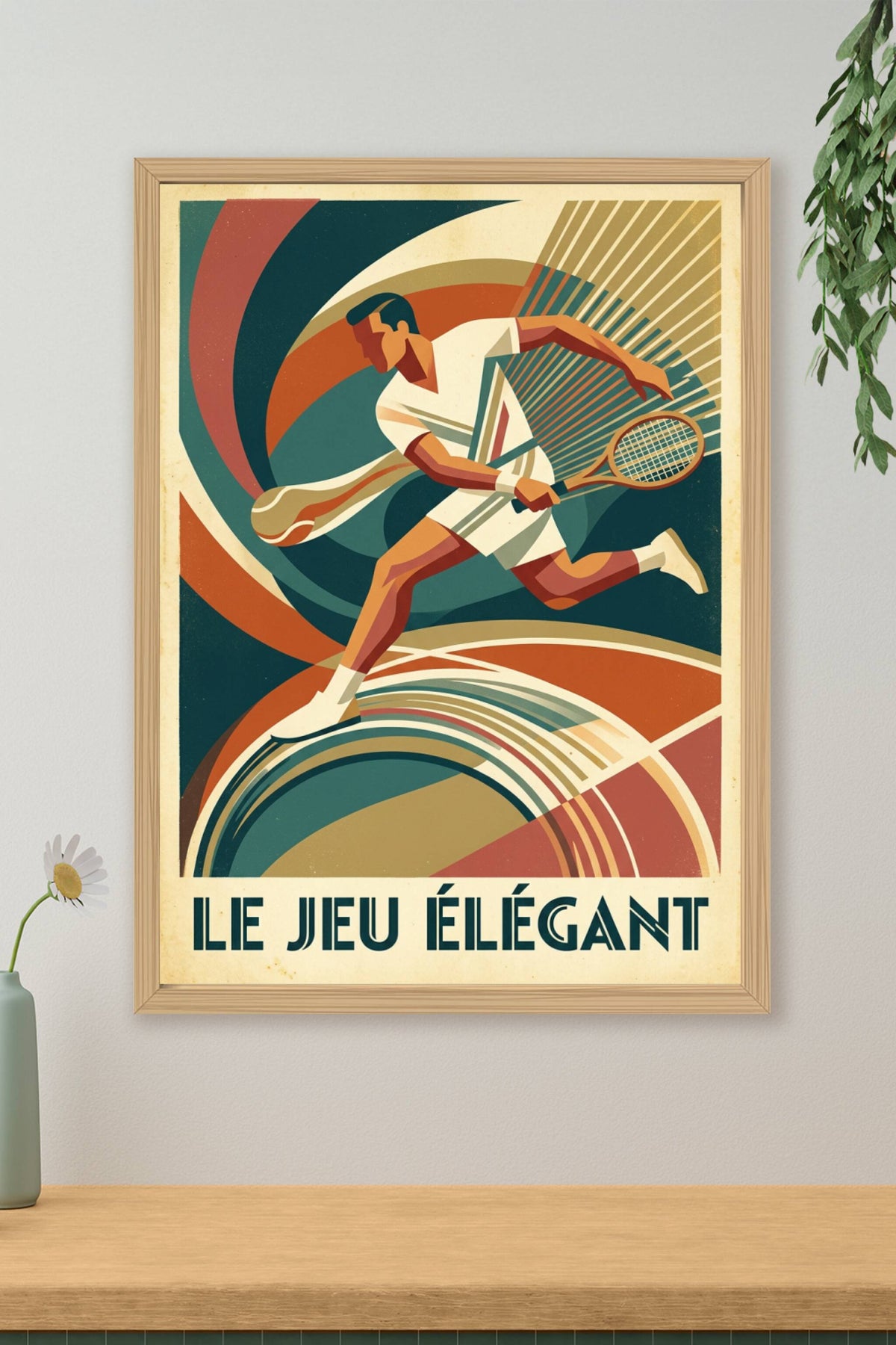 Affiche de tennis vintage, style Art Déco