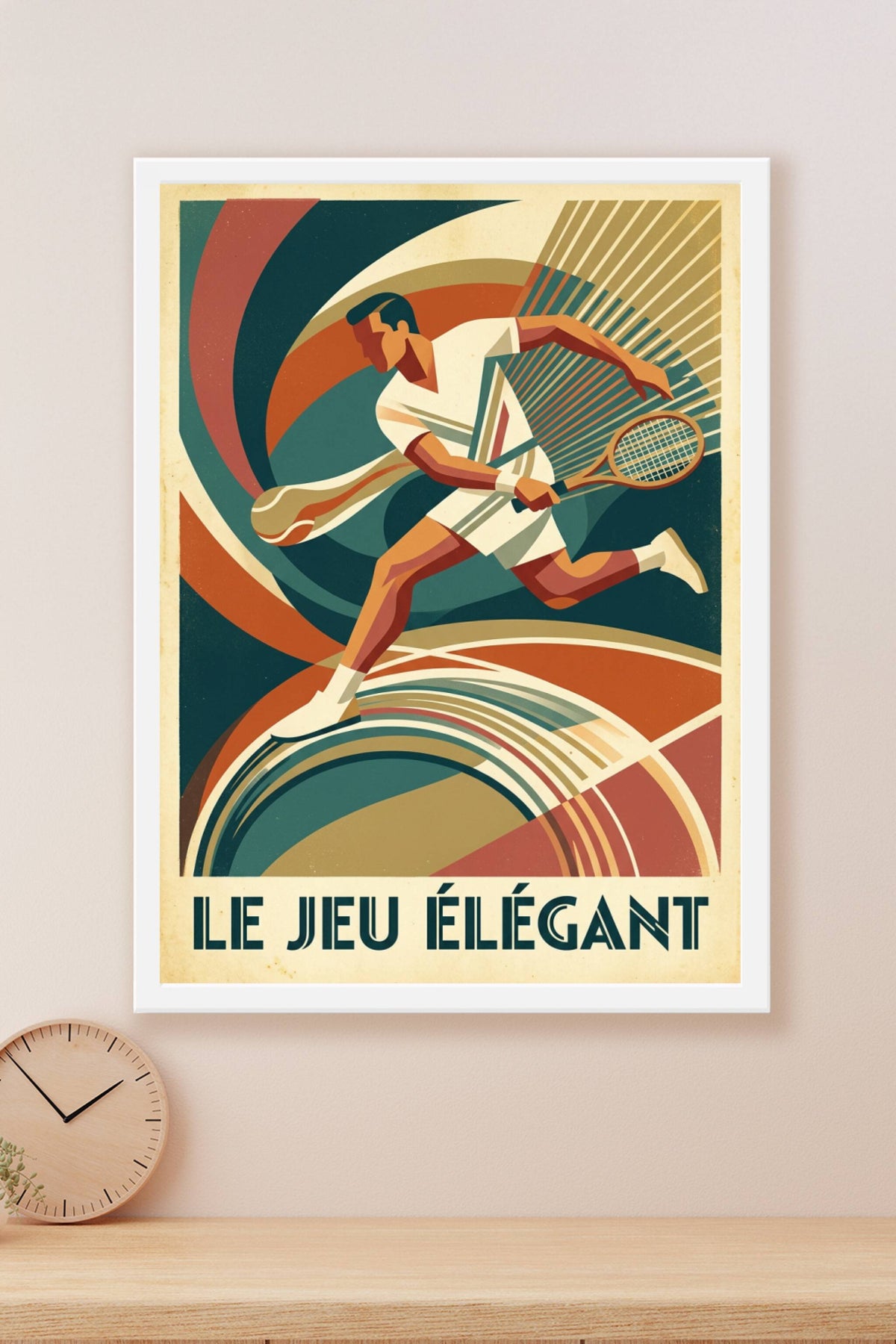 Affiche de tennis vintage, style Art Déco