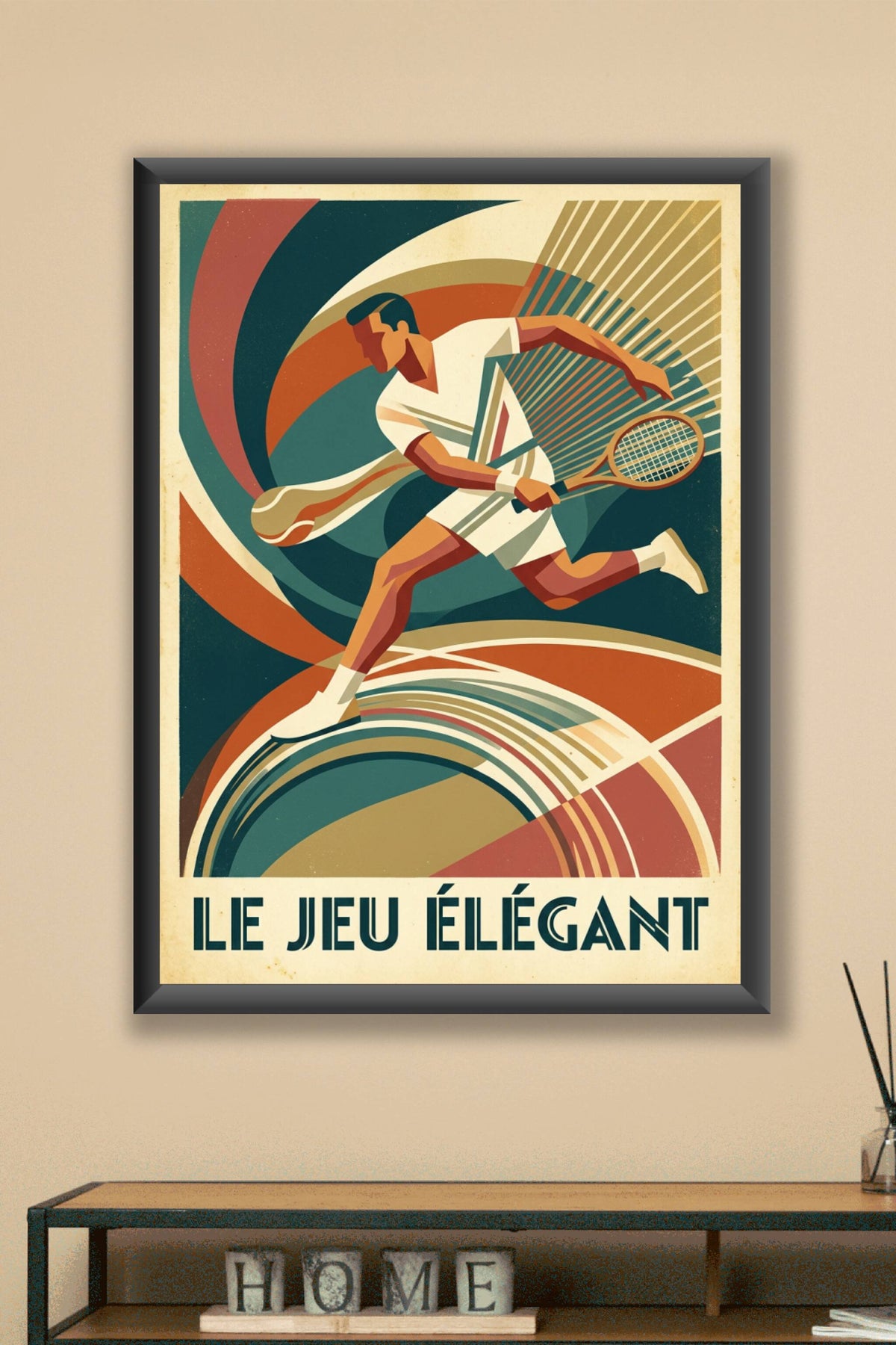 Affiche de tennis vintage, style Art Déco