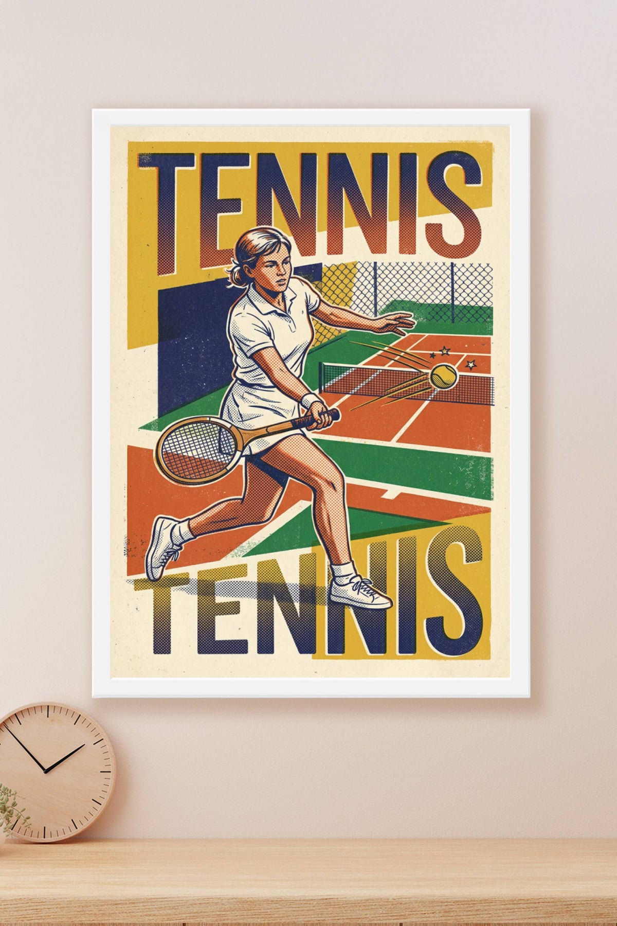 Affiche de tennis vintage, poster terre battue